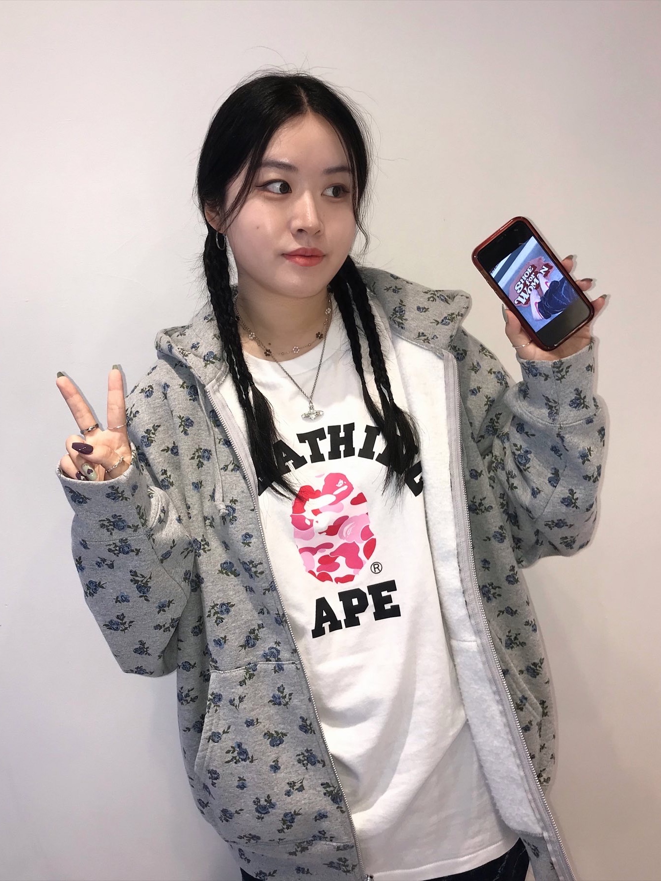 Supreme Small Box Zip Up Hooded Sweatshirt Flowers - 23FW 착용 스타일 - 1