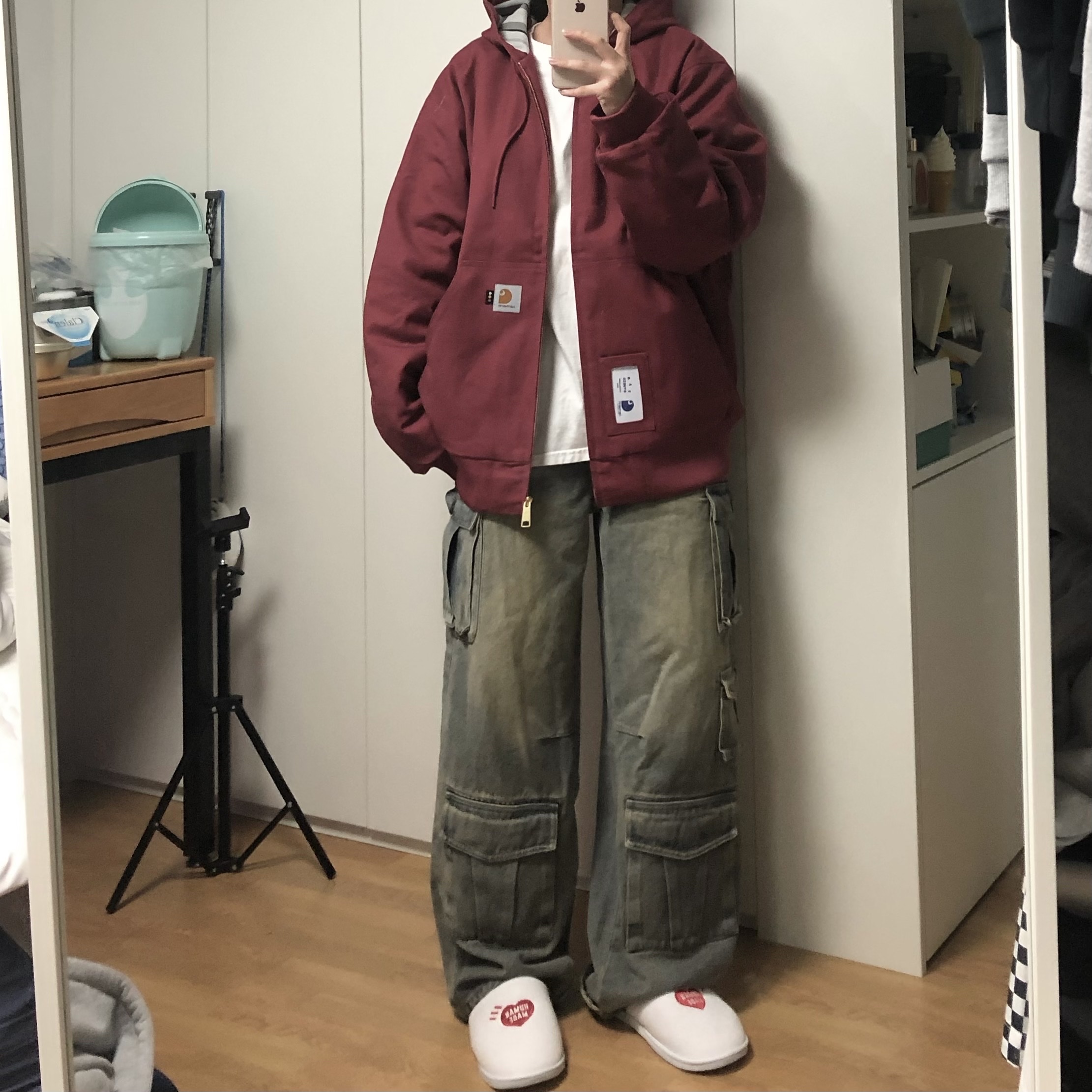 Carhartt WIP x IAB Studio OG Active Jacket Earth Red 착용 스타일 - 1