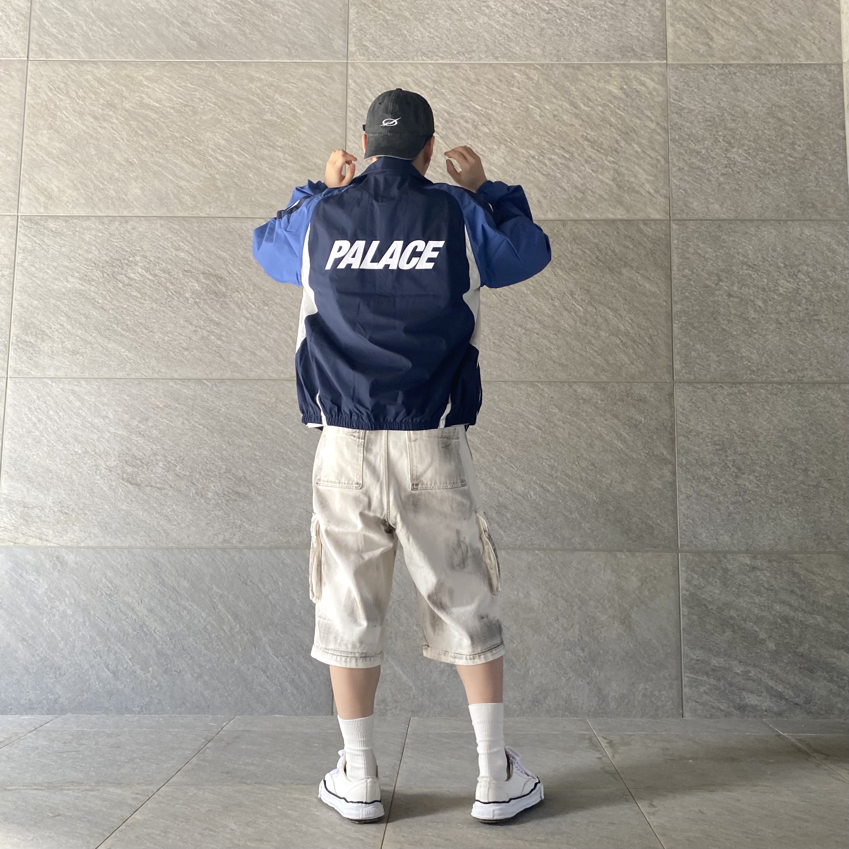 Palace Pro Shell Jacket Navy - 23FW, Maison Mihara Yasuhiro Peterson OG Sole Canvas Low Sneakers White 착용 스타일 - 1