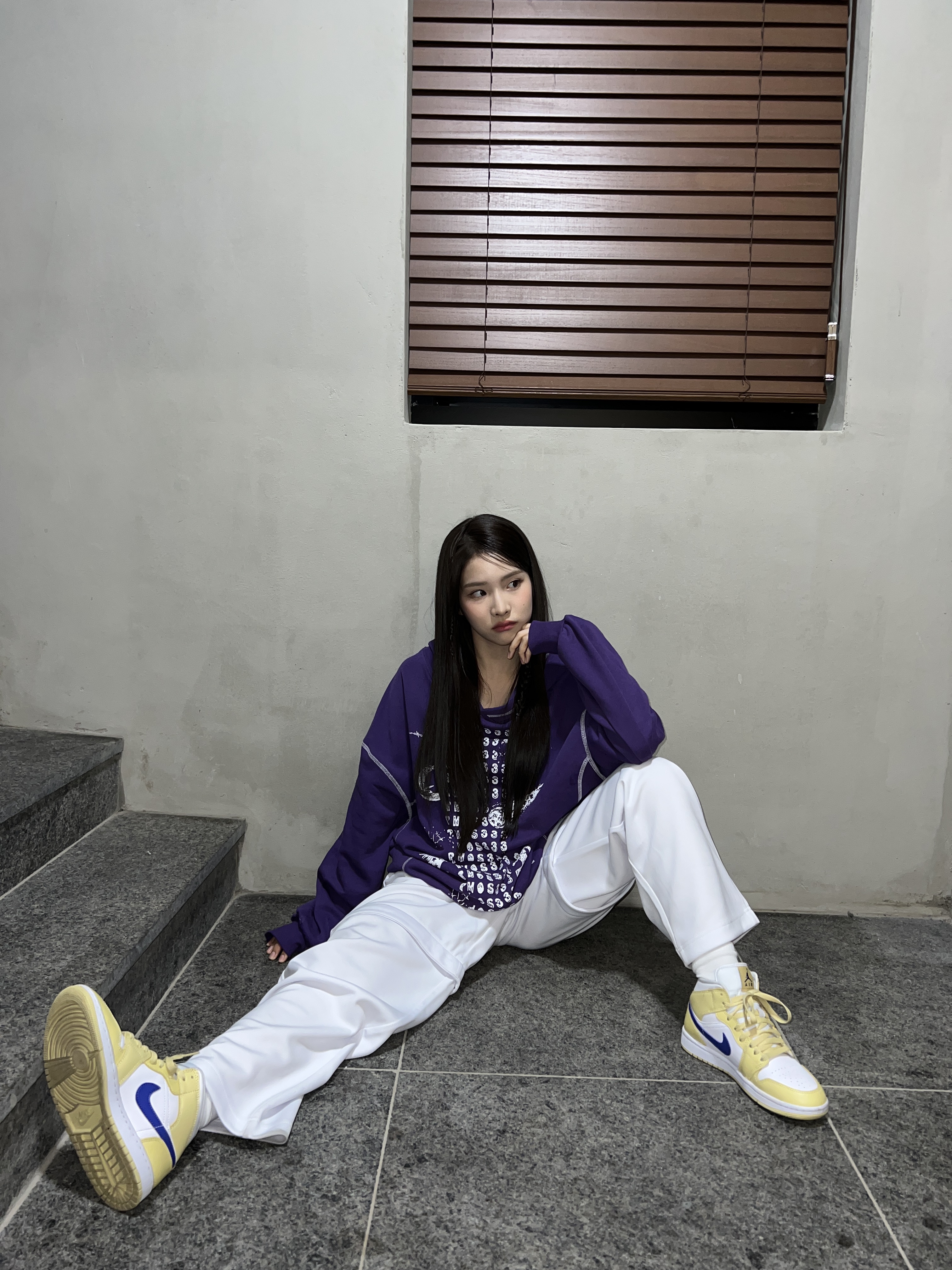 (W) Jordan 1 Mid Lemon Wash Lapis 착용 스타일 - 4