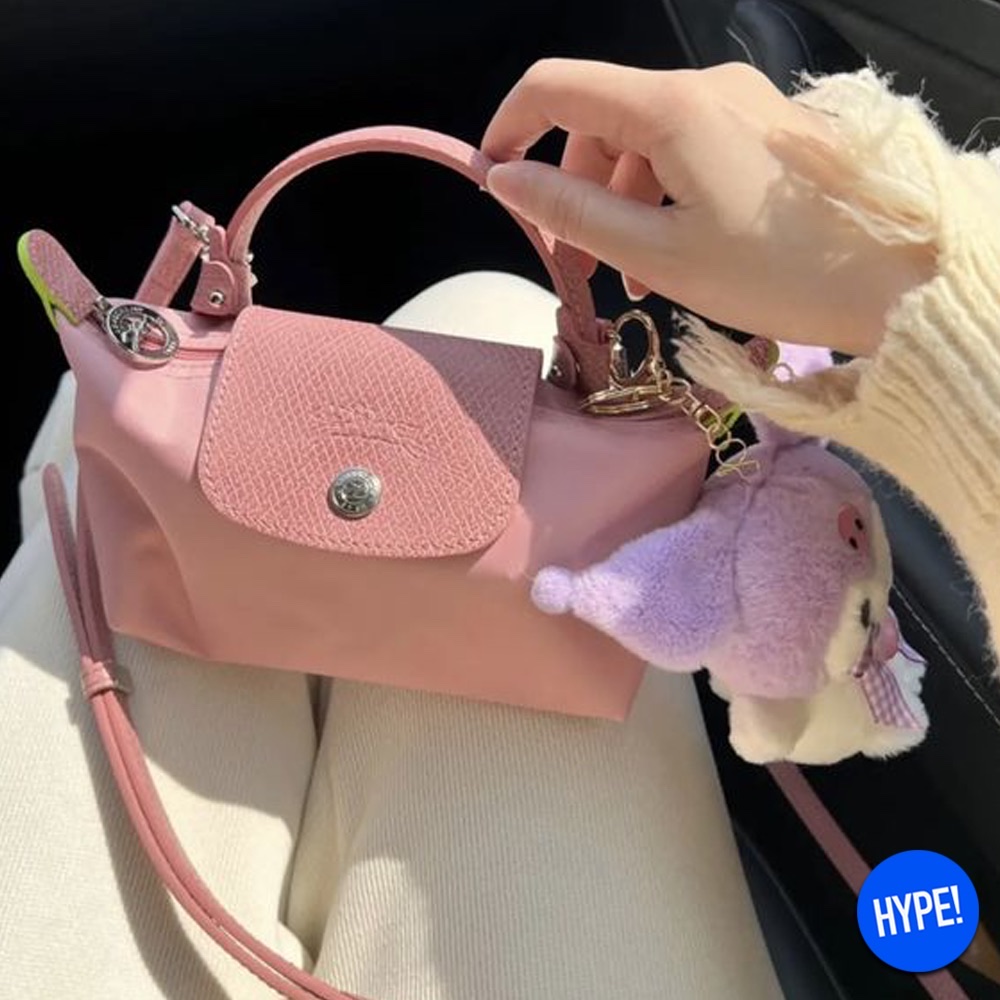 Longchamp Le Pliage Green Handle Pouch Pink, Longchamp Le Pliage Original Handle Pouch Paper 착용 스타일 - 2
