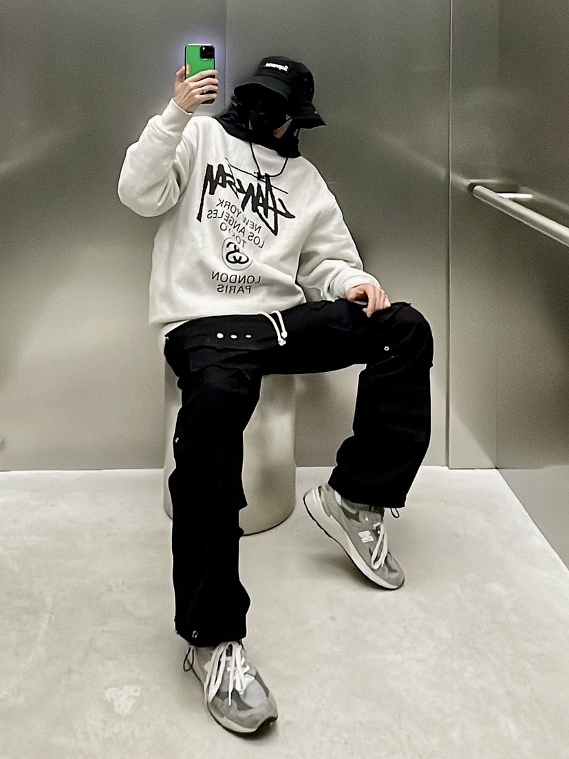 Supreme Repeat Stitch Anorak Black - 23SS, Stussy World Tour Crew Ash Heather 2022 착용 스타일 - 10