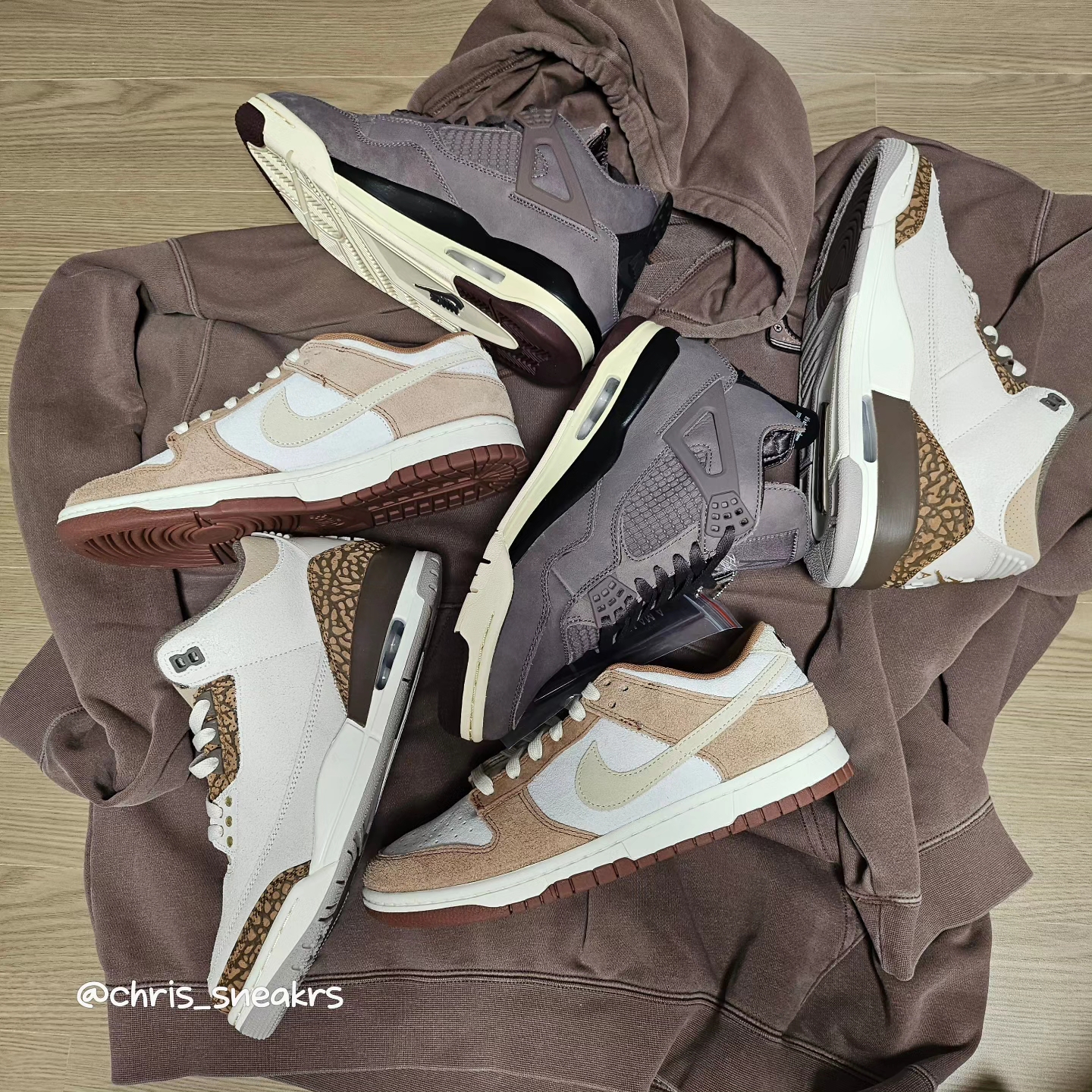 Nike Dunk Low Pro Premium Medium Curry, Jordan 4 x A Ma Maniere Retro Violet Ore 착용 스타일 - 1