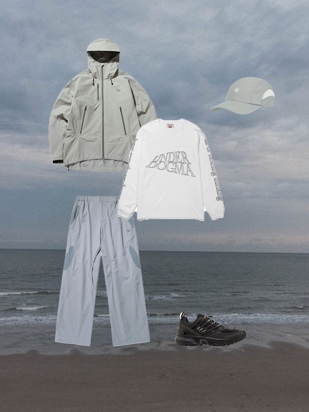 Sansan Gear Windblock Jacket Grey - 23SS, Sansan Gear Vent Pants Grey - 23SS 착용 스타일 - 2