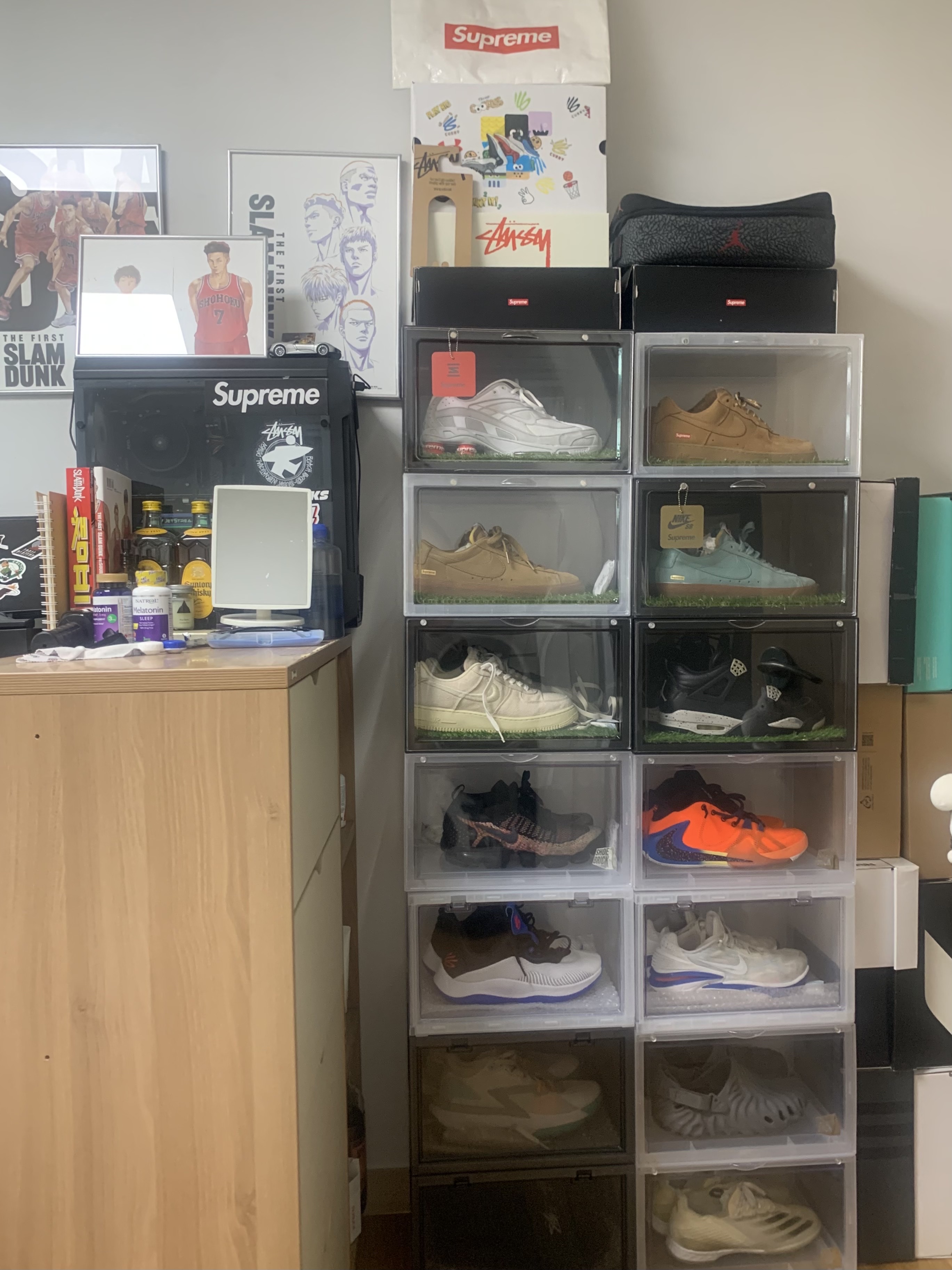 Nike x Supreme Shox Ride 2 SP White, Nike x Supreme Air Force 1 Low Flax 착용 스타일