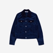 The Museum Visitor Corduroy Suede Trucker Jacket Navy