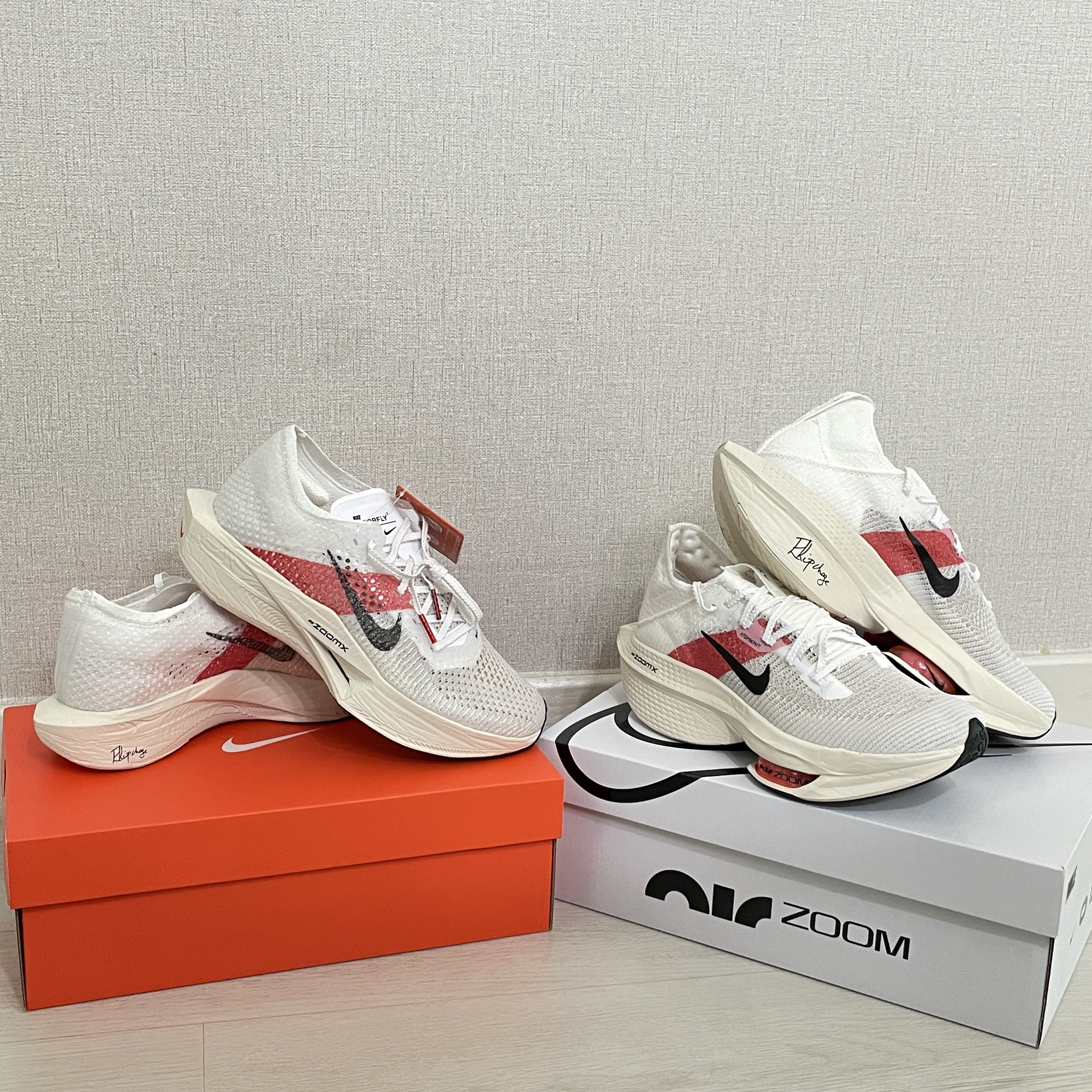 Nike Air Zoom Alphafly Next% 2 Eliud Kipchoge, Nike ZoomX Vaporfly Next% 3 Eliud Kipchoge 착용 스타일