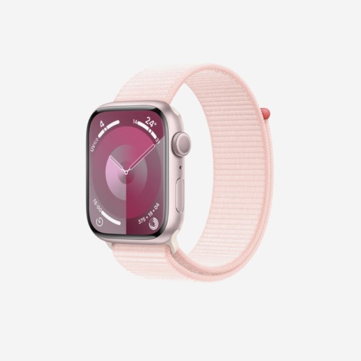 애플 워치 9 45mm GPS 핑크 알루미늄 케이스 스포츠 루프 핑크 (국내 정식 발매 제품)