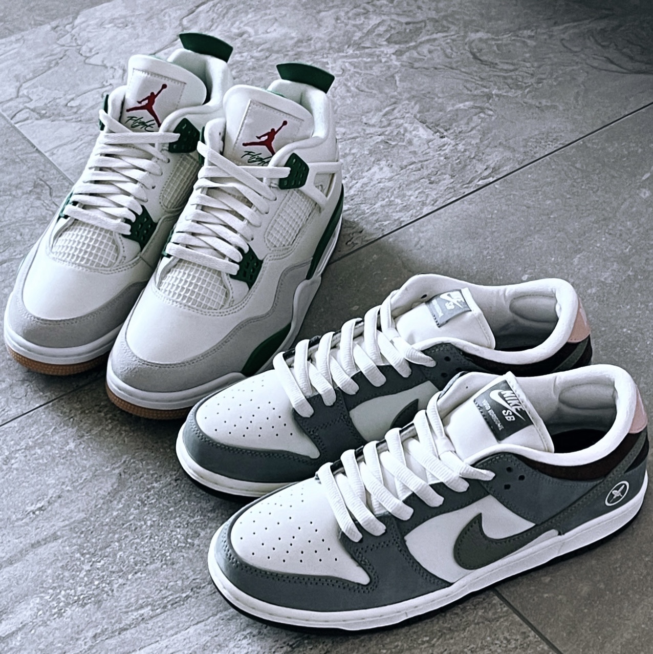 Nike x Yuto Horigome SB Dunk Low Wolf Grey, Jordan 4 x Nike SB Retro SP Pine Green 착용 스타일 - 2