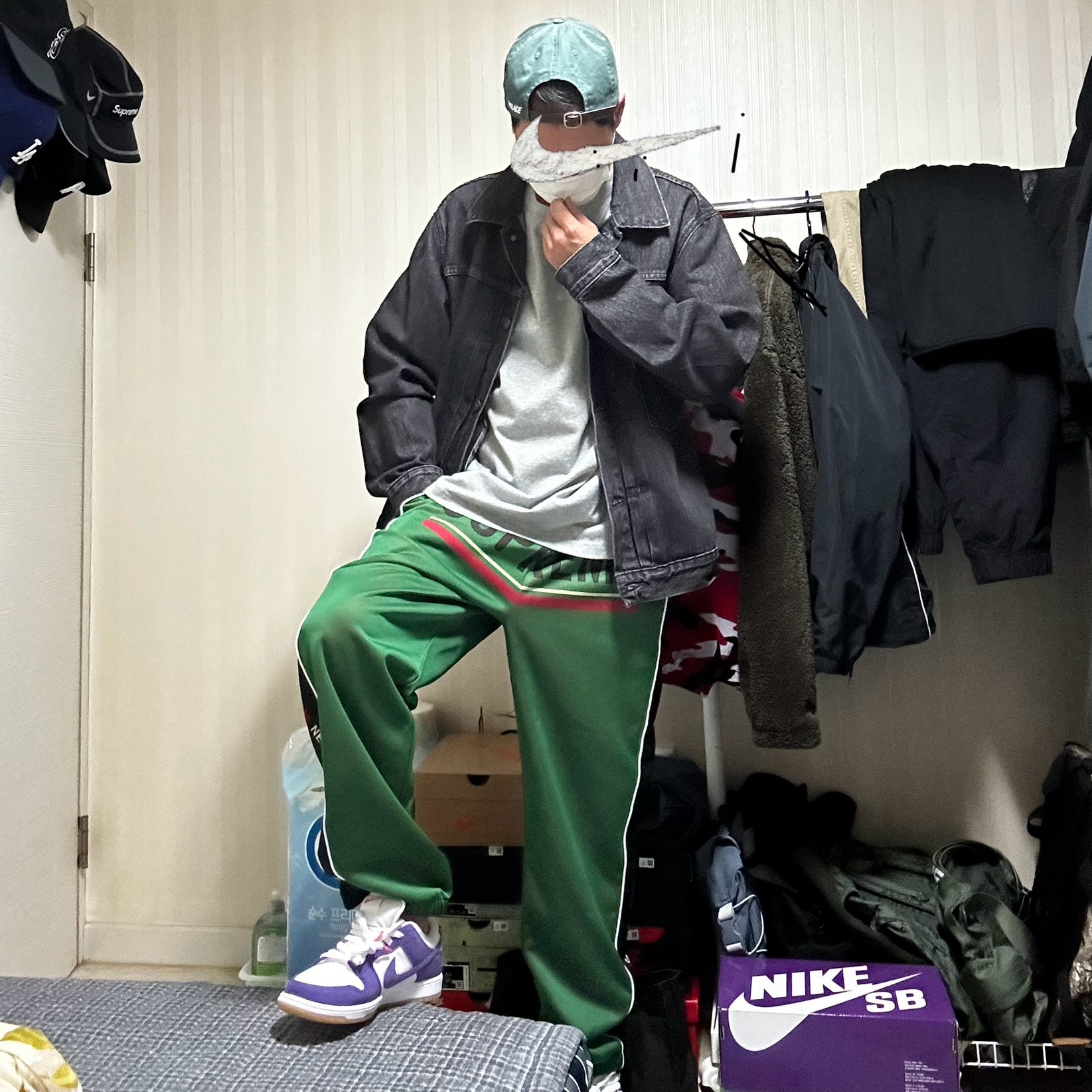 Nike Dunk Low Pro SB Court Purple, Palace P 6-Panel Green - 23FW 착용 스타일 - 3