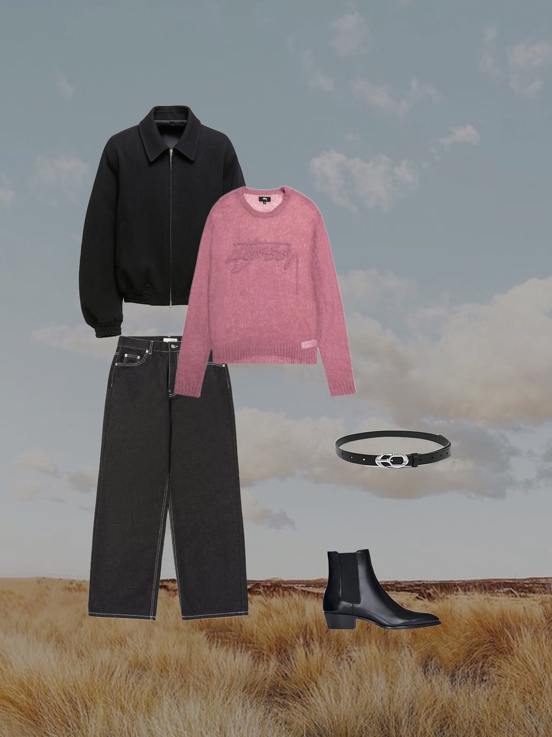 Nike Cable Knit LS Sweater Rattan - Asia, COS Smocked Crossbody Bag Black 착용 스타일 - 3