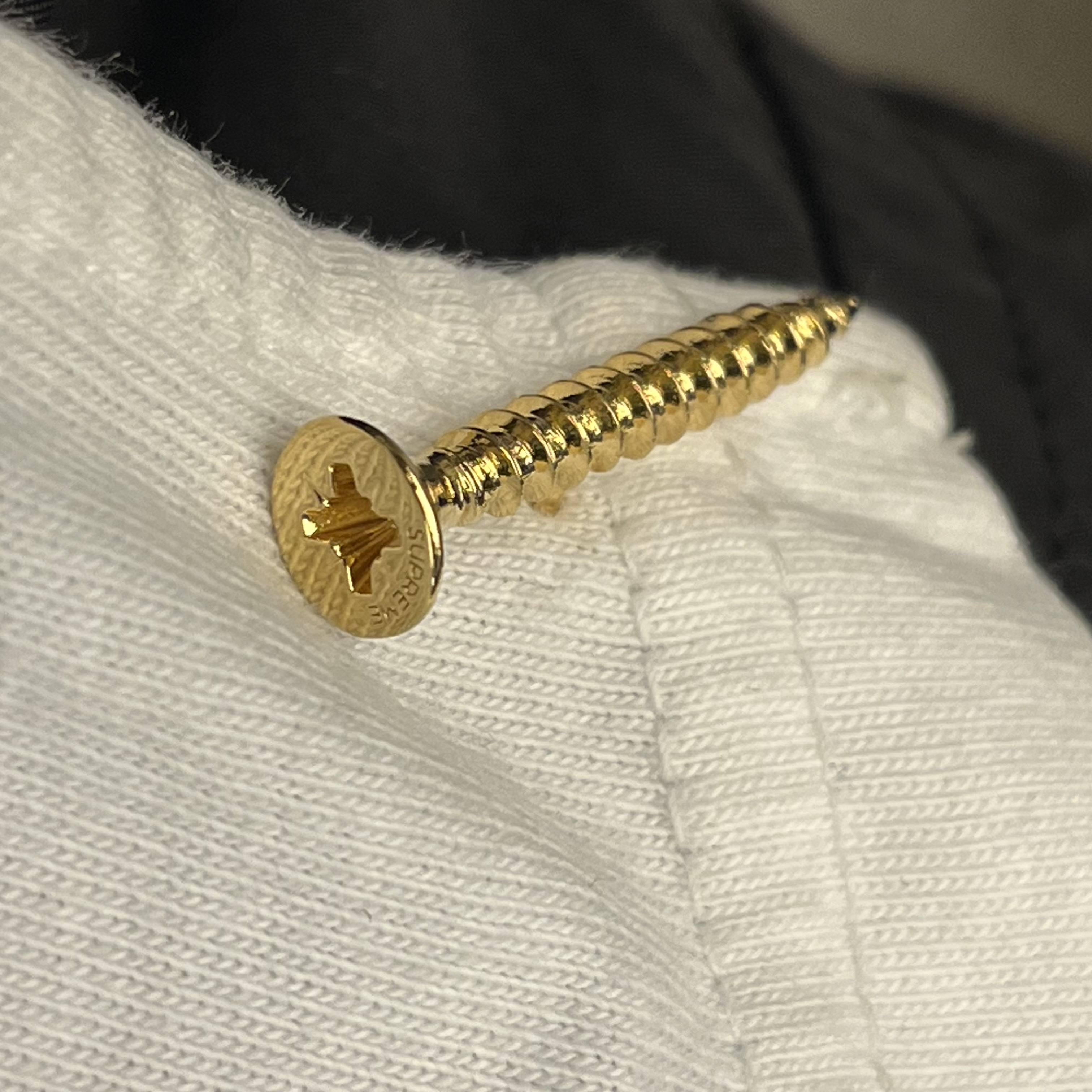 Supreme Screw Pin Gold - 23FW 착용 스타일
