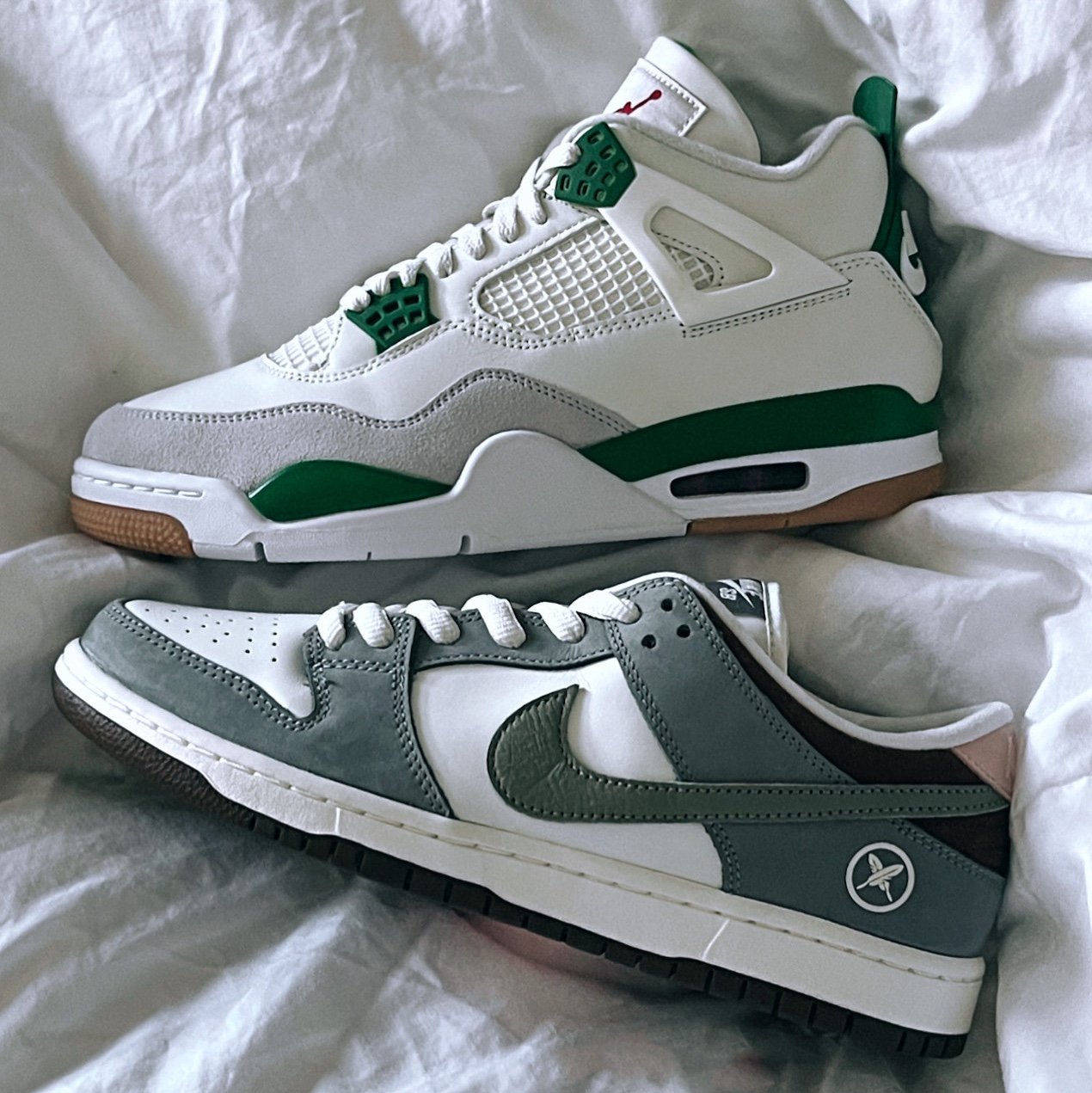 Nike x Yuto Horigome SB Dunk Low Wolf Grey, Jordan 4 x Nike SB Retro SP Pine Green 착용 스타일 - 1