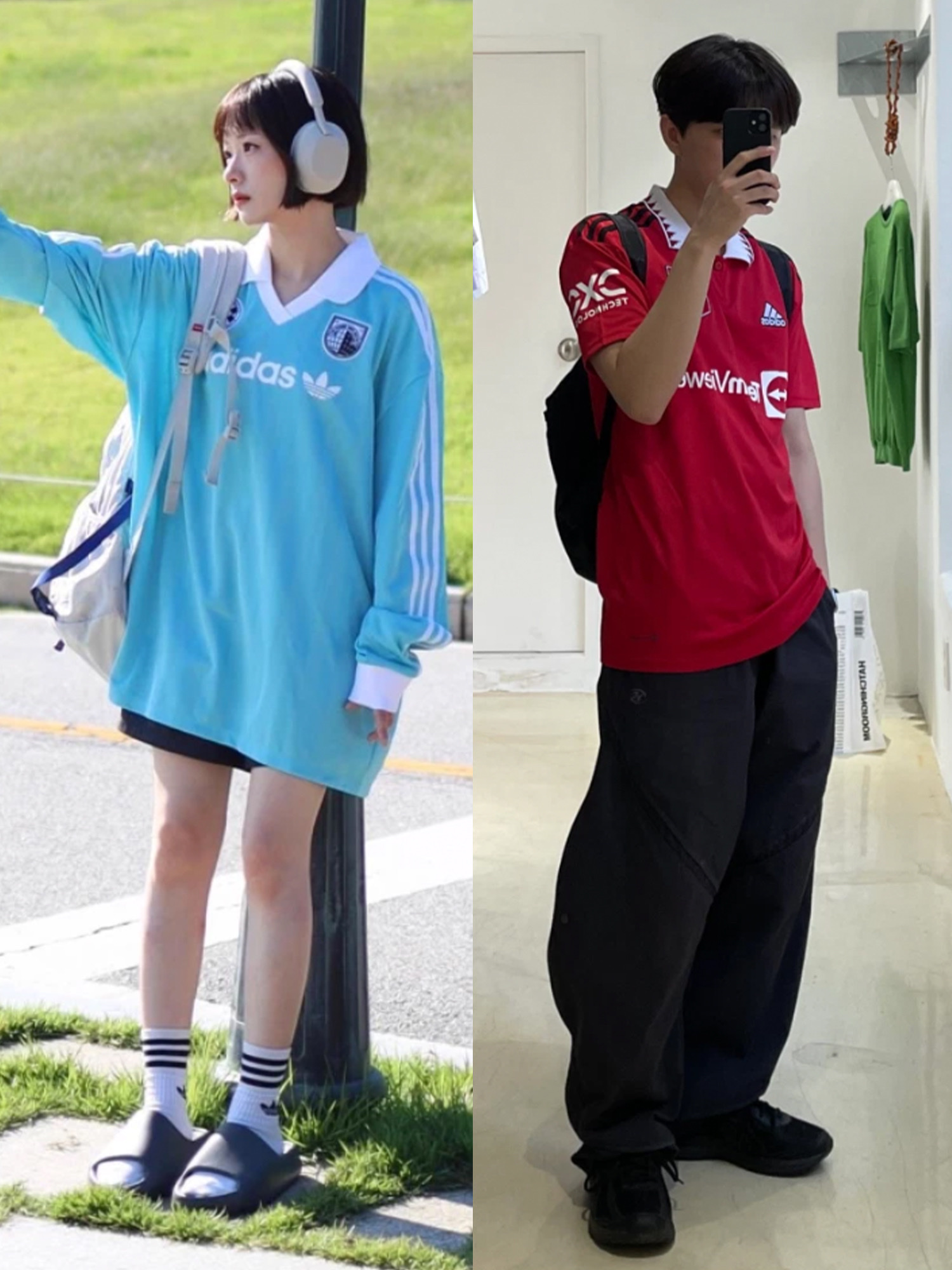 (W) Adidas Football Long Sleeve T-Shirt Light Aqua - KR Sizing, [KREAM 단독] Porta Metallic Number Soccer Tee Silver 착용 스타일 - 3