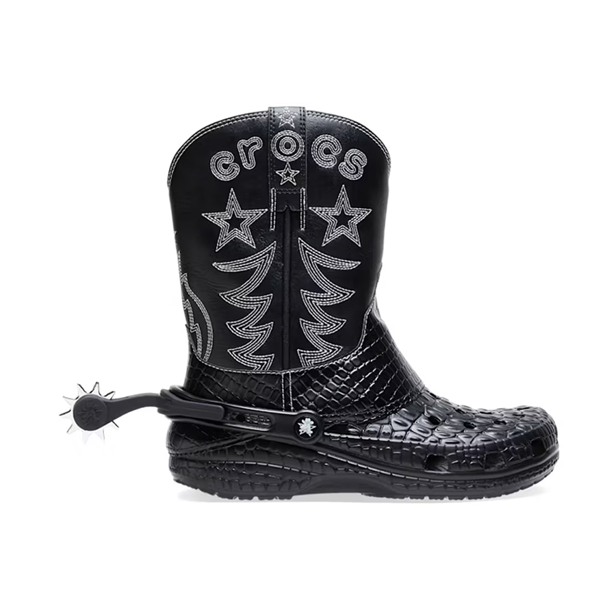 Crocs Classic Cowboy Boots Black 착용 스타일 - 2