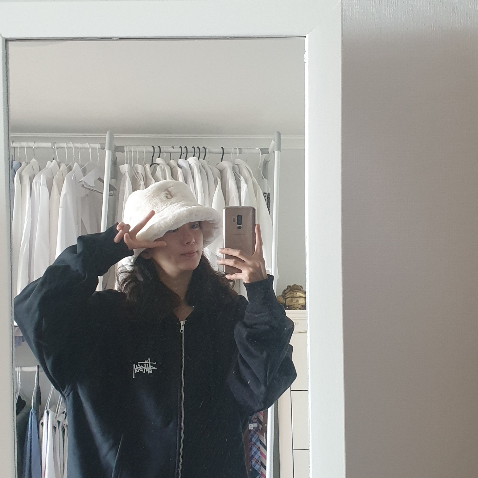 Stussy Basic Stussy Zip Hoodie Black 2023 착용 스타일 - 1