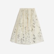 (W) Simone Rocha Elasticated Long Tutu Skirt with Sequin Overlay Ivory White Silver