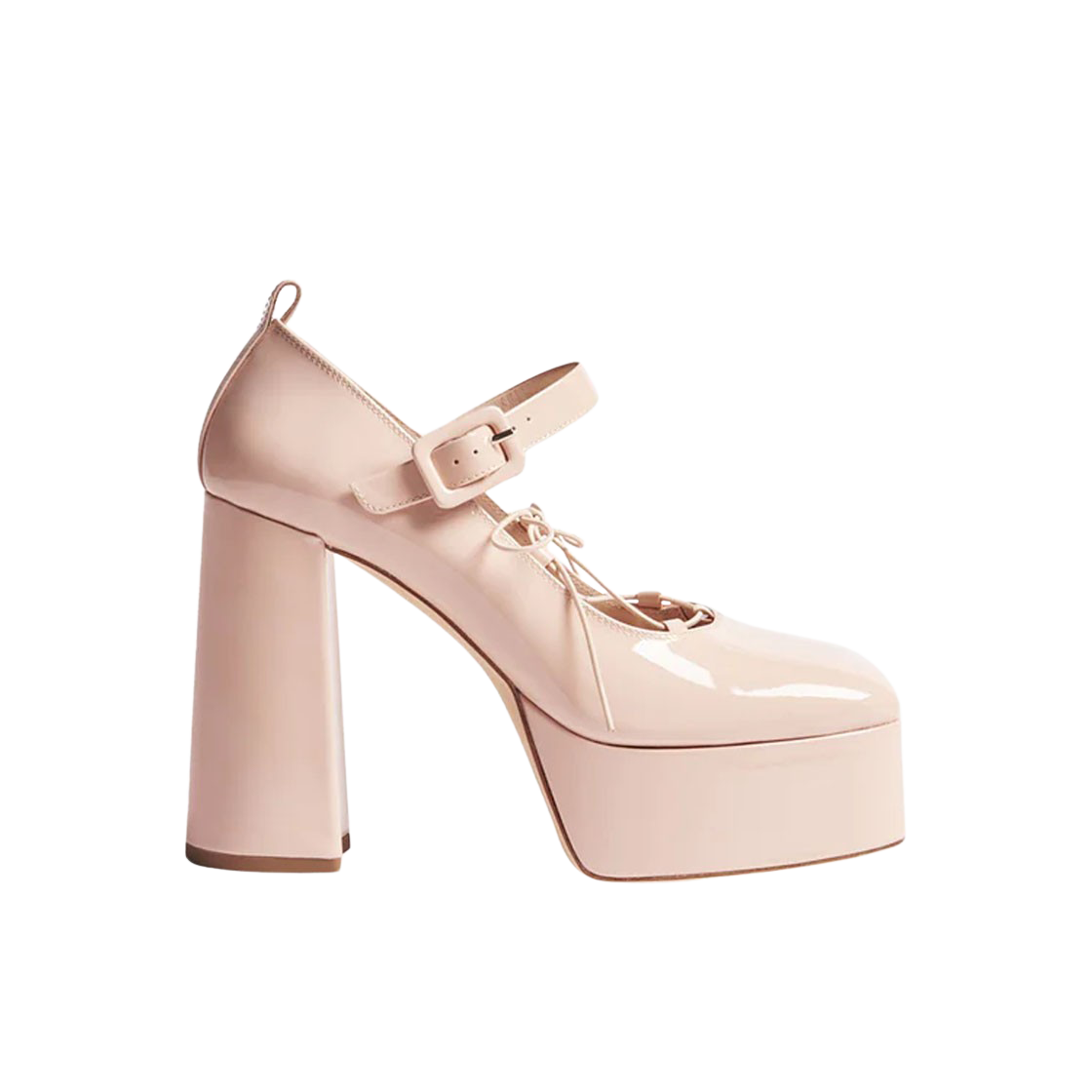 HH1-074-0 (W) Simone Rocha Heart Toe Platform Laceup Ballerina Heel Powder