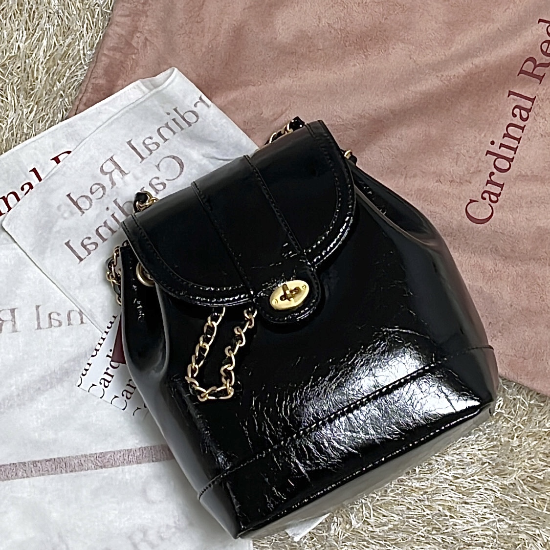 Cardinal Red Hawoo-A Bag Black Gold 착용 스타일