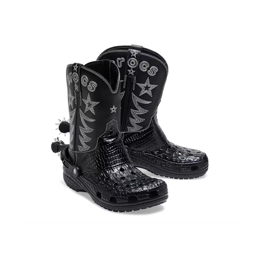 Crocs Classic Cowboy Boots Black 착용 스타일 - 4
