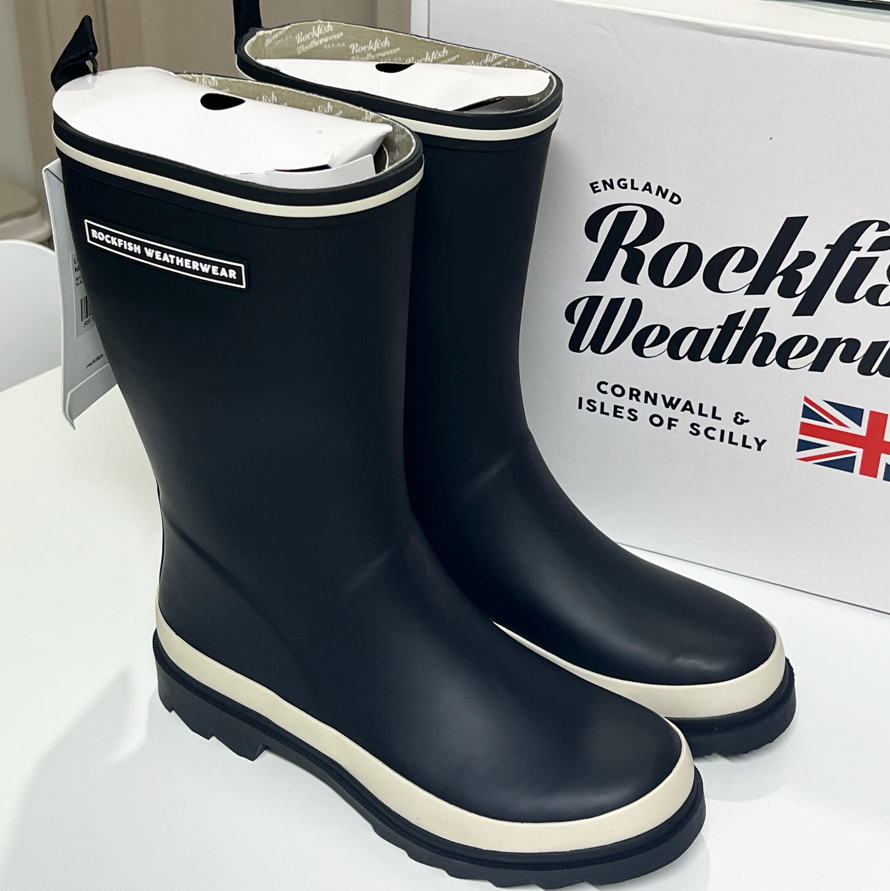 (W) Rockfishweatherwear Lowen Middle Rain Boots Black 착용 스타일 - 1