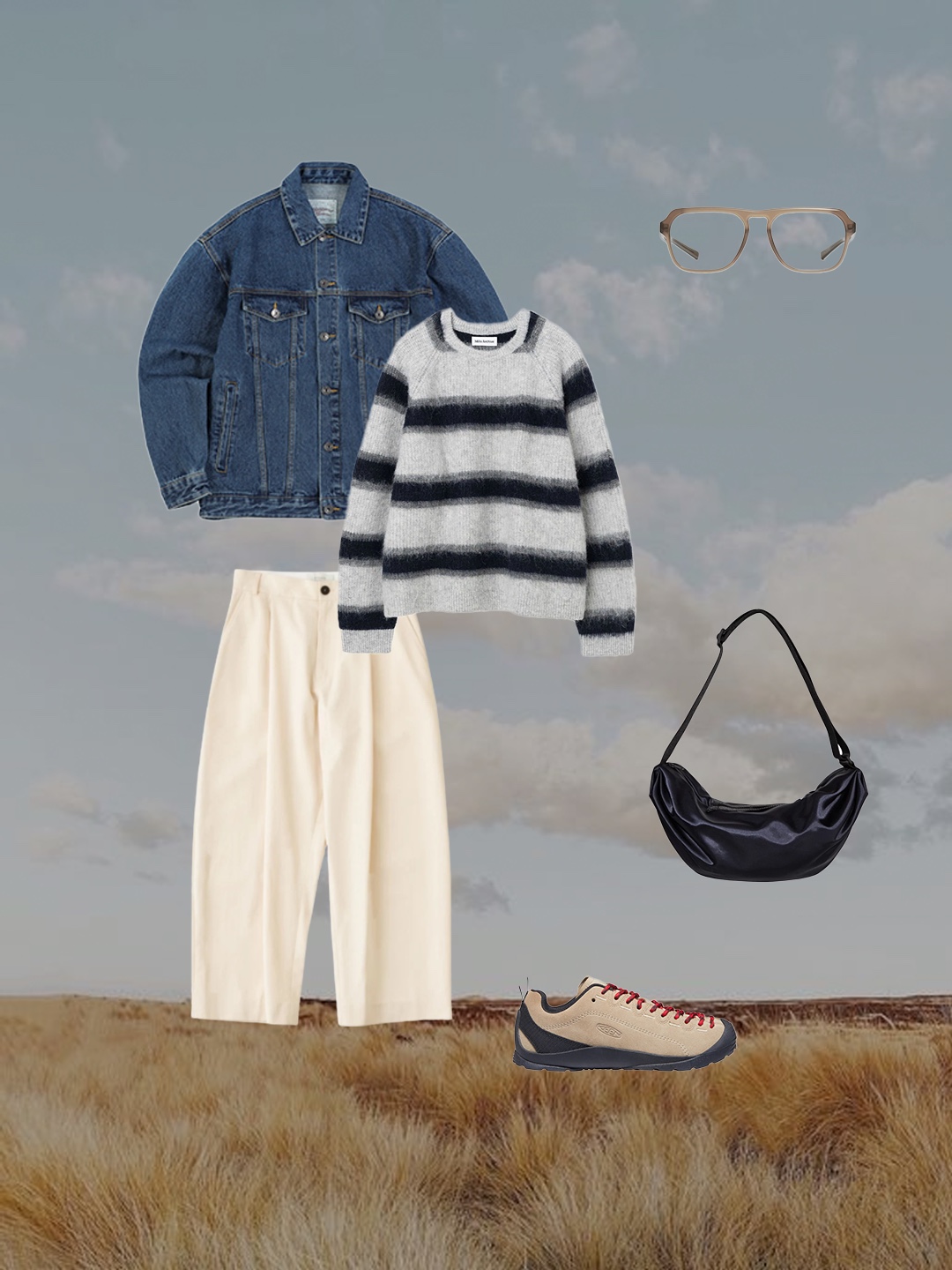 Nike Cable Knit LS Sweater Rattan - Asia, COS Smocked Crossbody Bag Black 착용 스타일 - 5