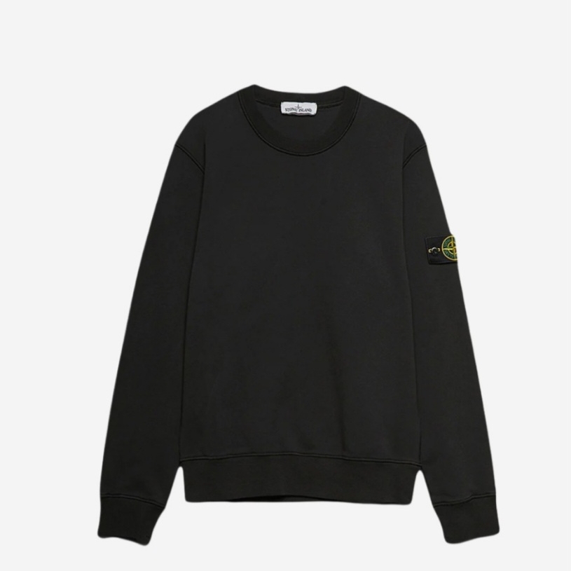 Stone Island 63051 Cotton Fleece Garment Dyed Sweatshirt Black - 23SS 착용 스타일