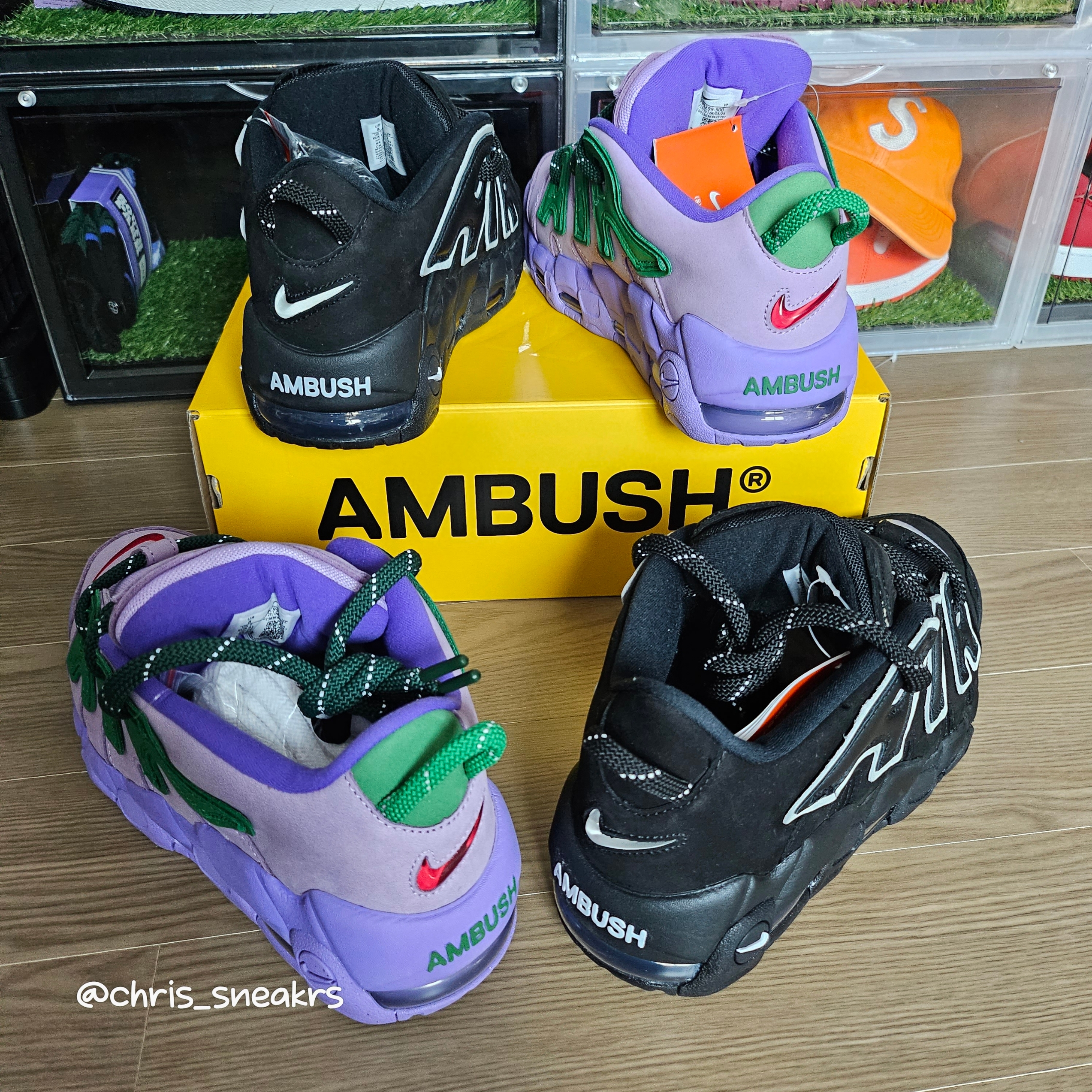 Nike x Ambush Air More Uptempo Low Lilac and Apple Green, Nike x Ambush Air More Uptempo Low Black and White 착용 스타일 - 3