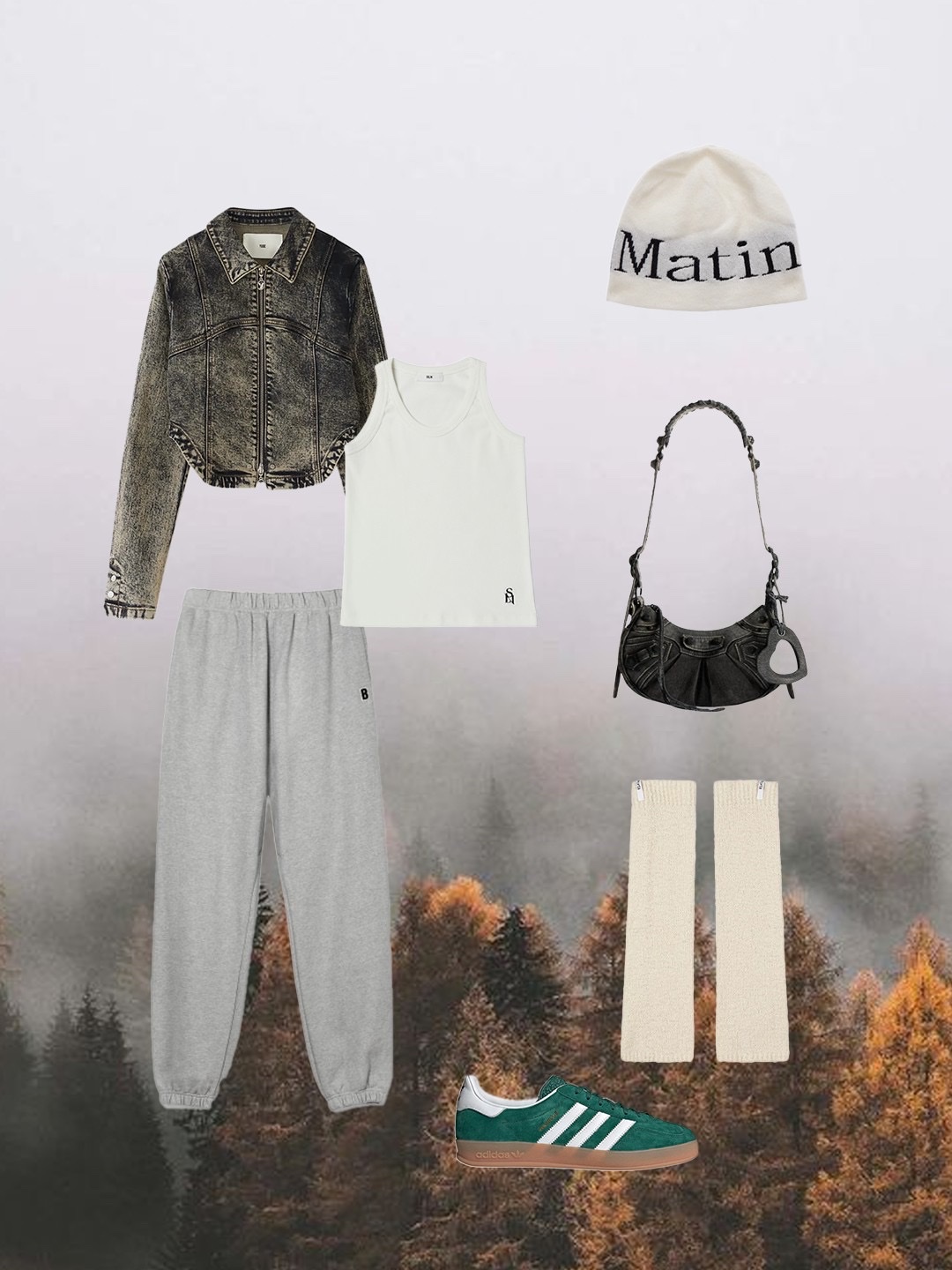 Matin Kim Logo Jacquard Short Beanie White, Adidas Gazelle Indoor Collegiate Green 착용 스타일 - 2