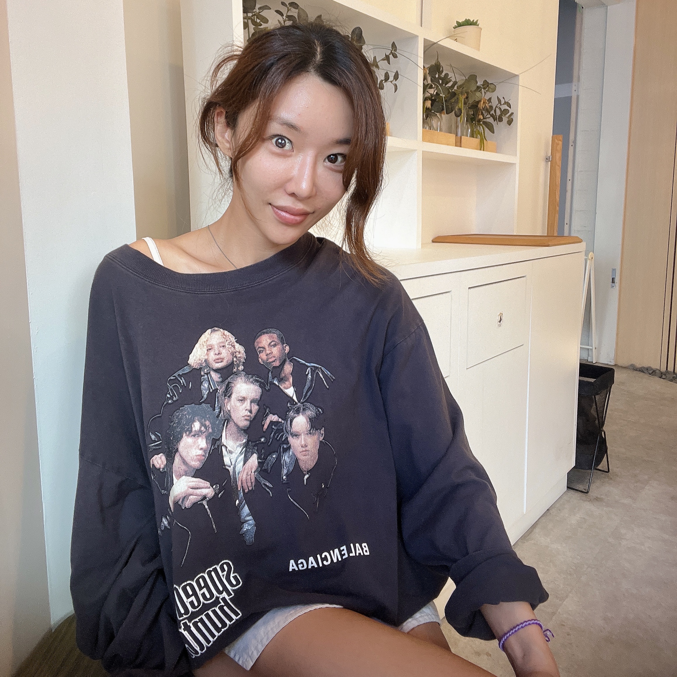 Balenciaga Oversized Speed Hunter Upside Down Long Sleeve T-Shirt Black ์ฐฉ์ฉ ์คํ์ผ - 1