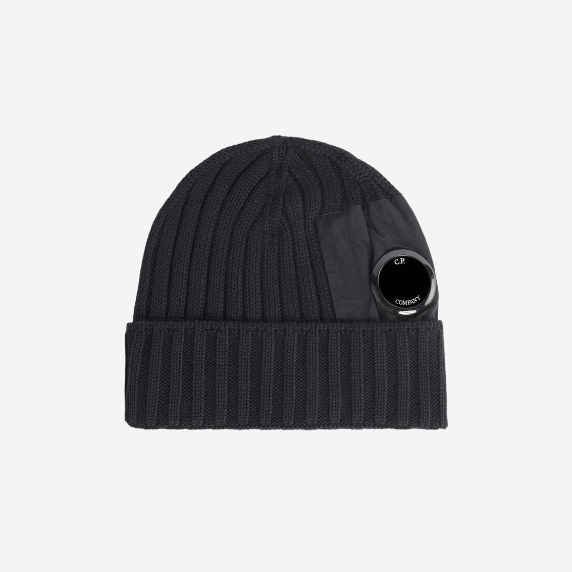 C.P. Company Extra Fine Merino Wool Lens Beanie Black - 23FW 상세 이미지 1