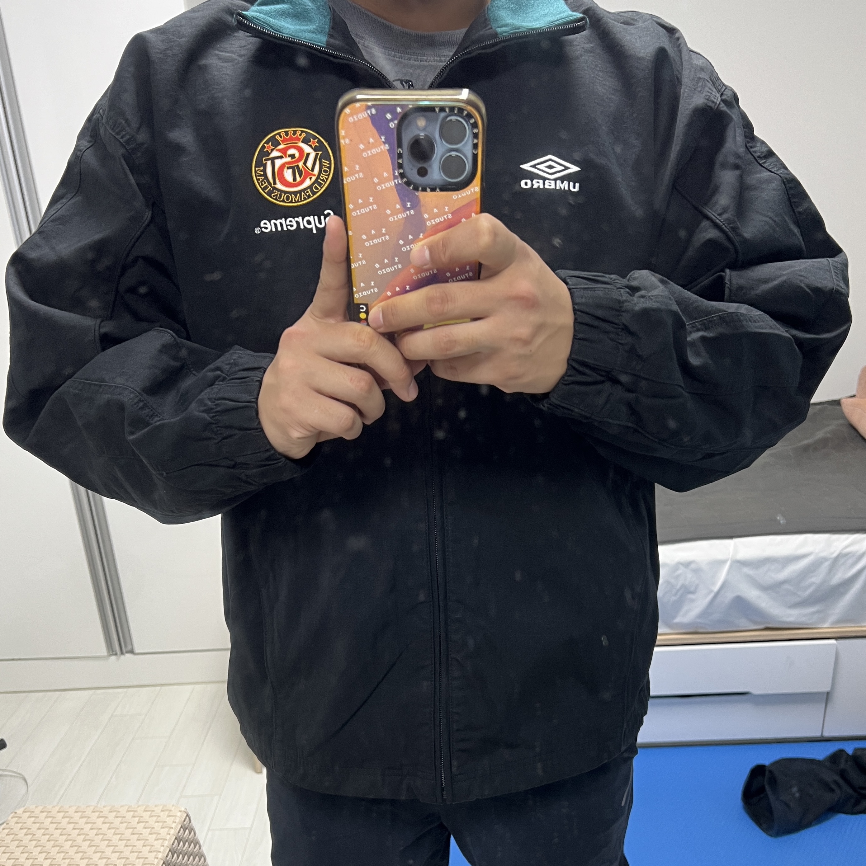 Supreme x Umbro Cotton Ripstop Track Jacket Black - 23FW 착용 스타일