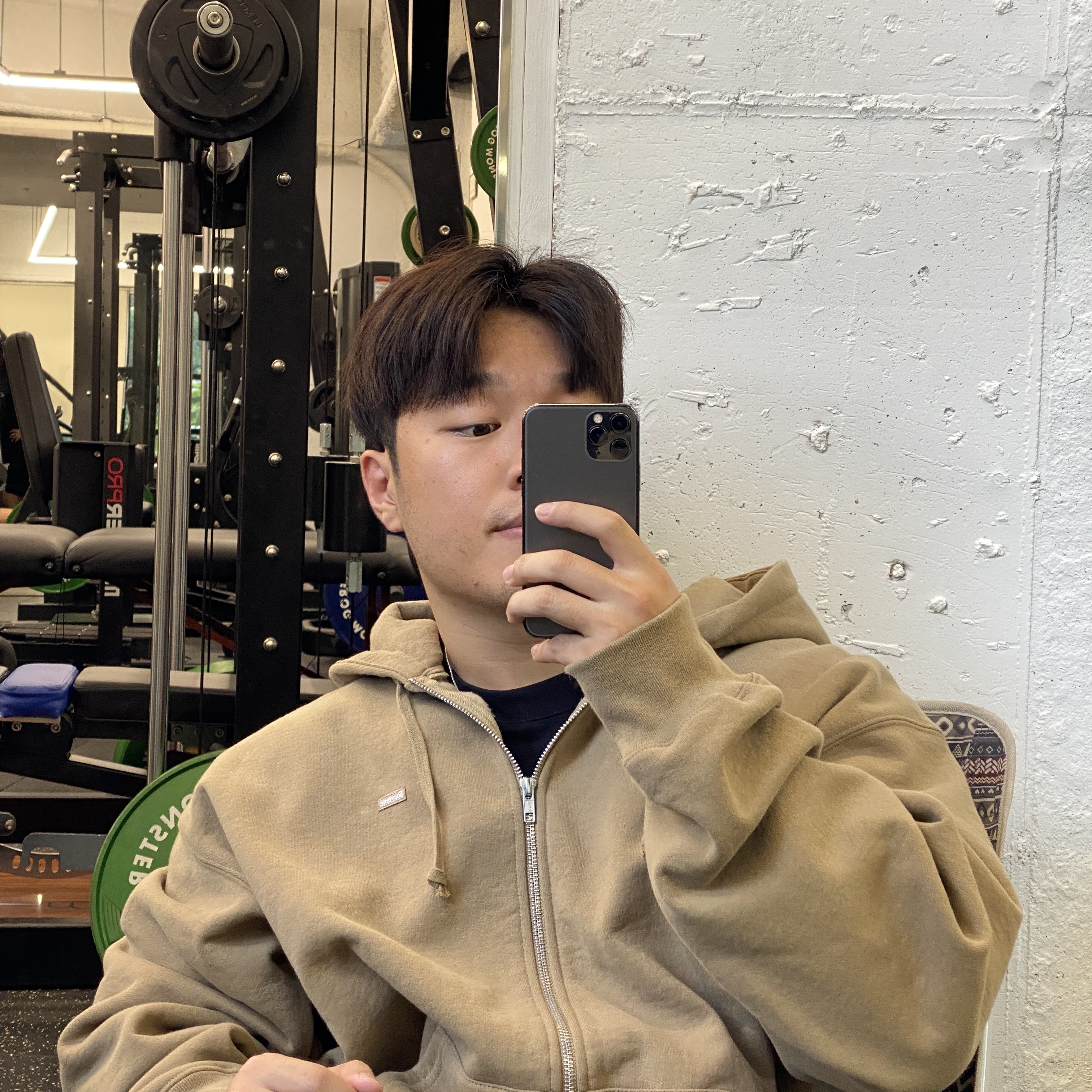 Supreme Small Box Zip Up Hooded Sweatshirt Dark Sand - 23FW 착용 스타일 - 3