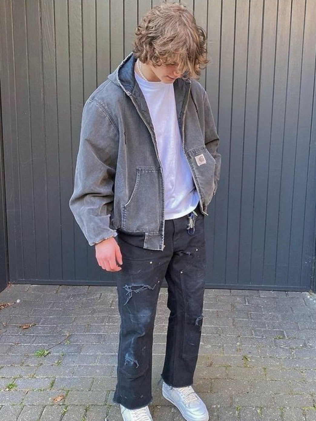 Carhartt WIP Arling Jacket Black Faded, Carhatt WIP x Wacko Maria OG Active Jacket Brown 착용 스타일 - 4