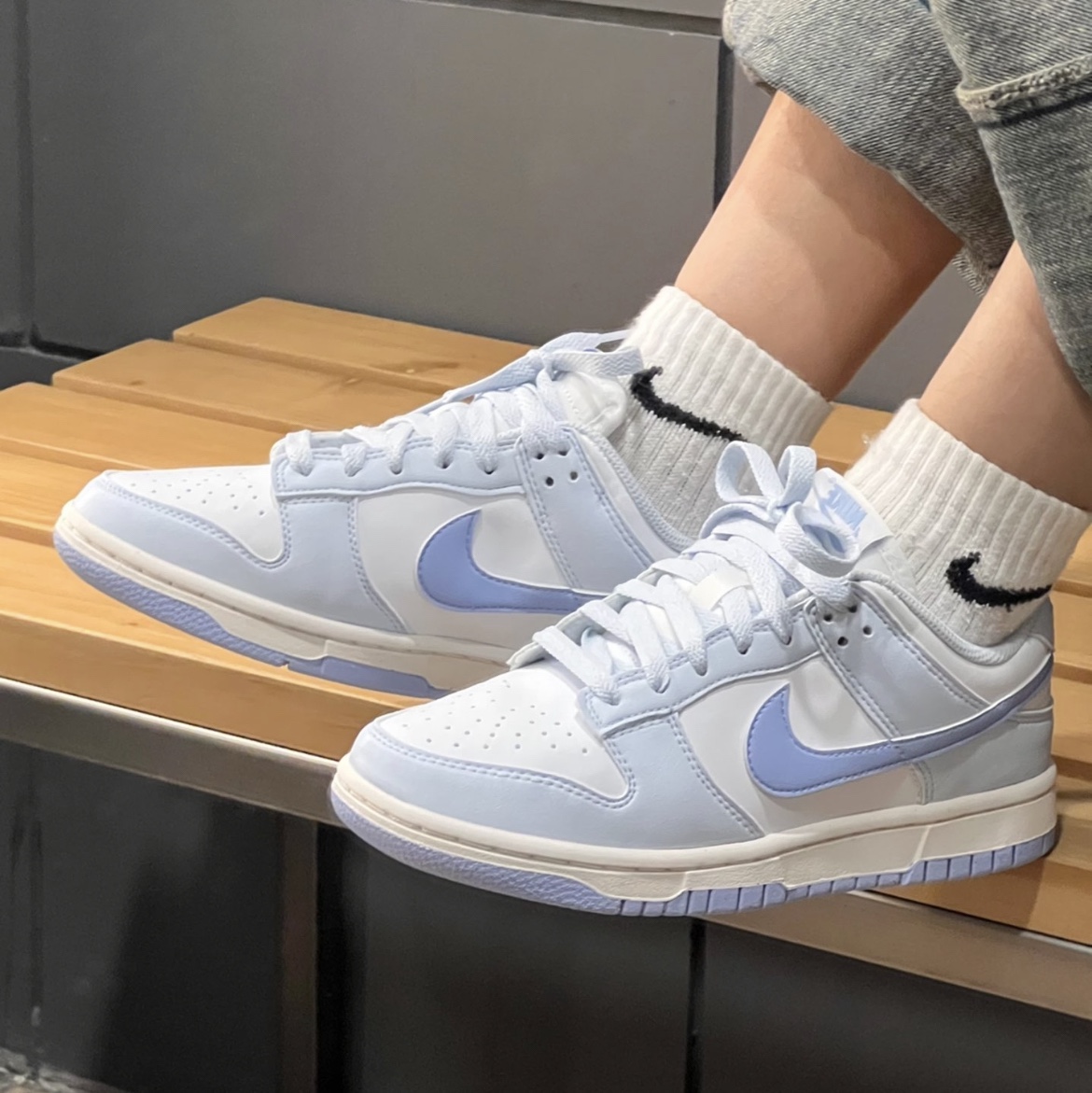 (W) Nike Dunk Low Next Nature Blue Tint 착용 스타일