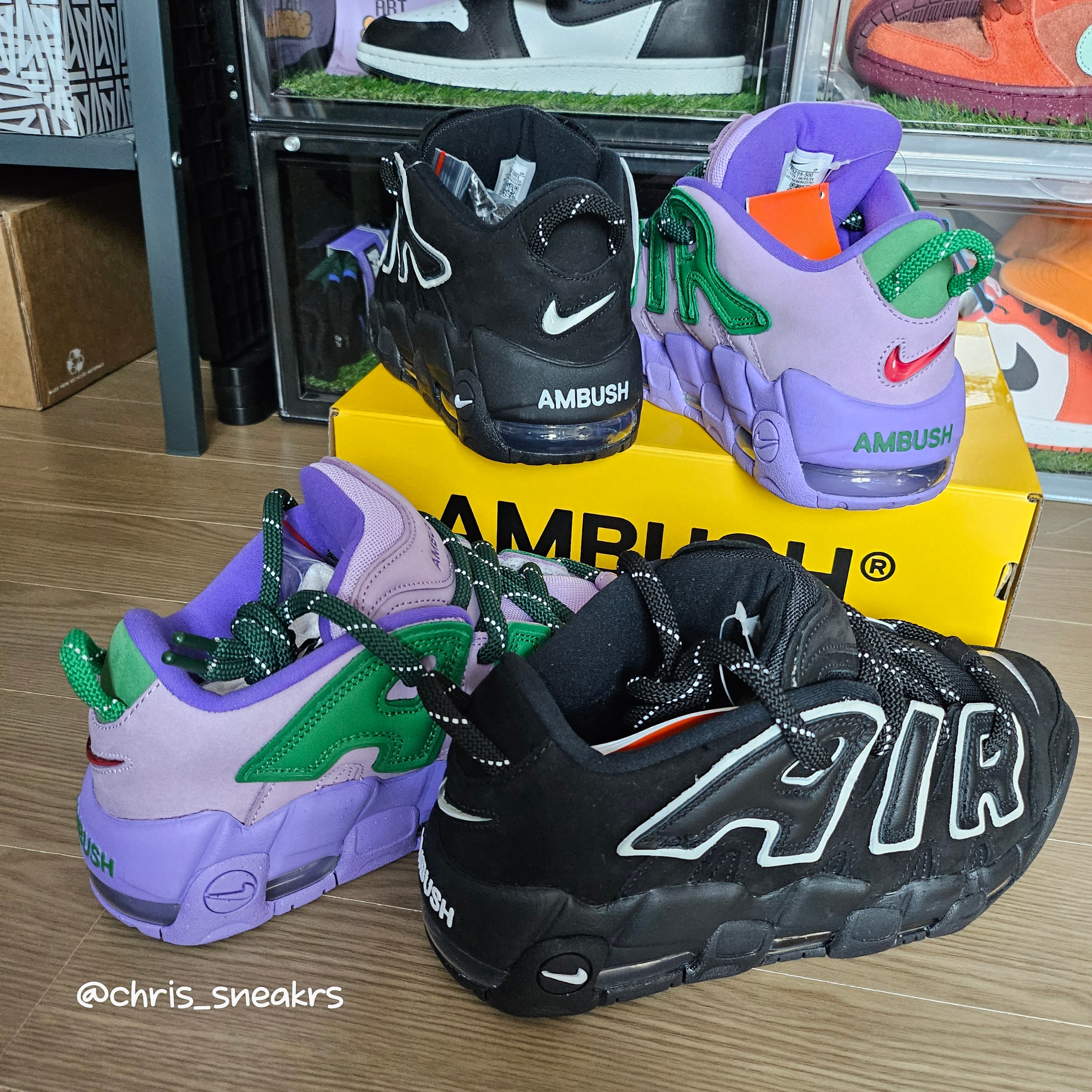 Nike x Ambush Air More Uptempo Low Lilac and Apple Green, Nike x Ambush Air More Uptempo Low Black and White 착용 스타일 - 2