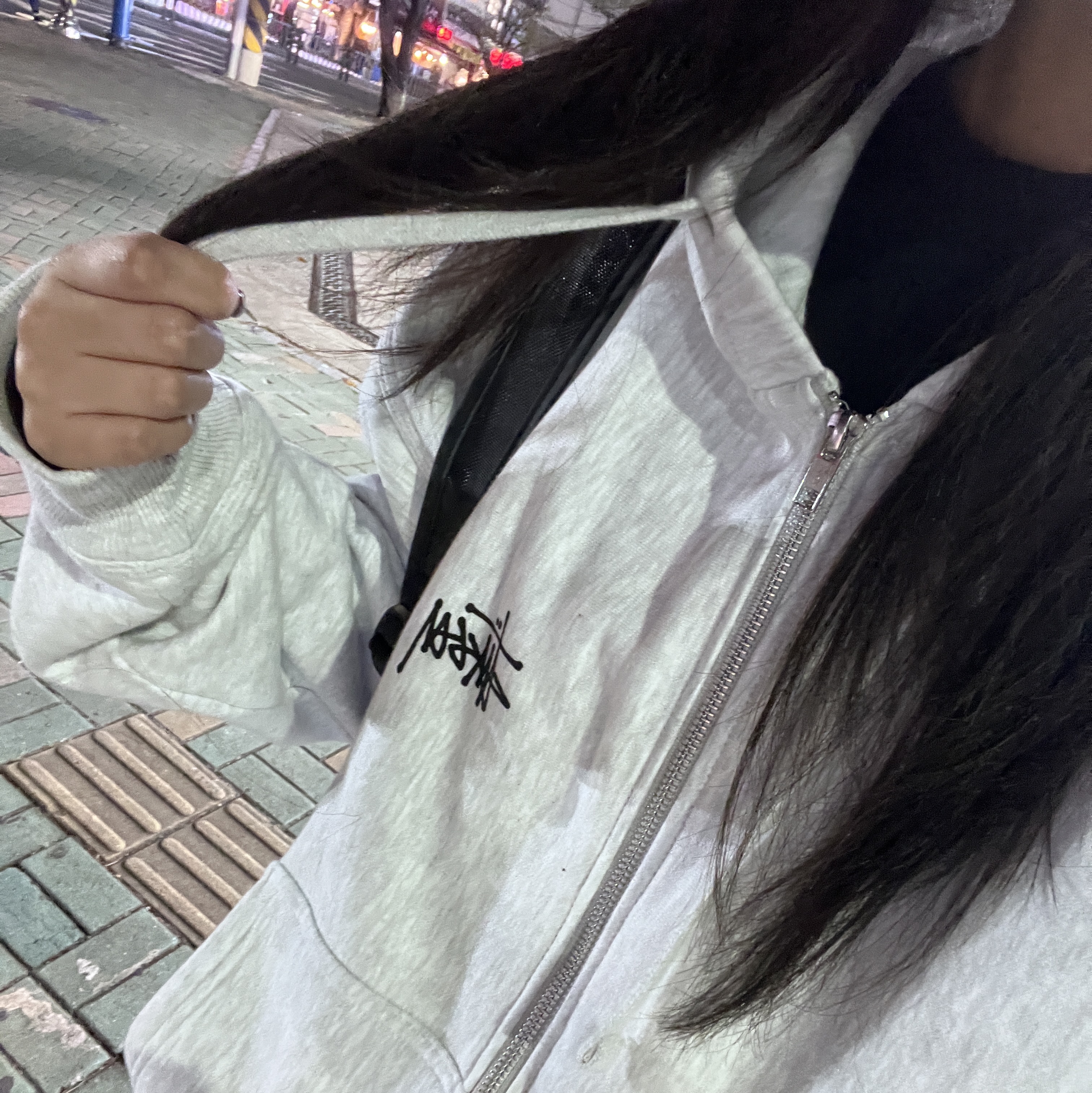 Stussy Basic Stussy Zip Hoodie Ash Heather 2023, Onitsuka Tiger Mexico 66 Black White 착용 스타일 - 3