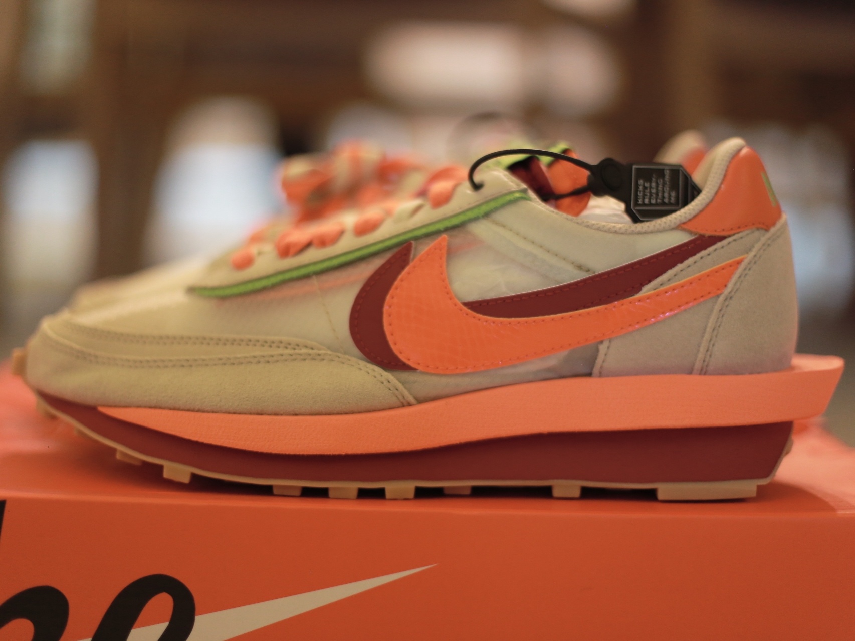 Nike x Sacai x Clot LDWaffle Orange Blaze 착용 스타일 - 1