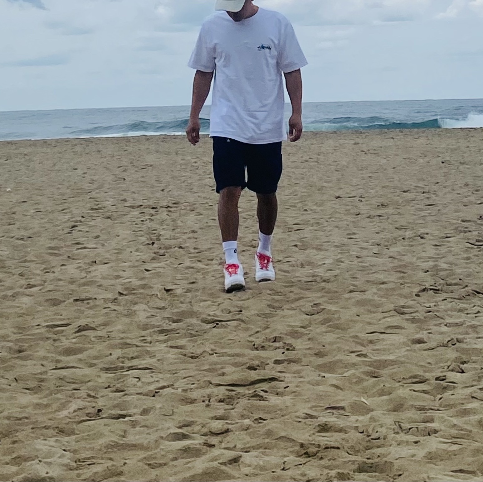 Nike x Supreme Air Force 1 Low White, Stussy Diced Out T-Shirt White 착용 스타일