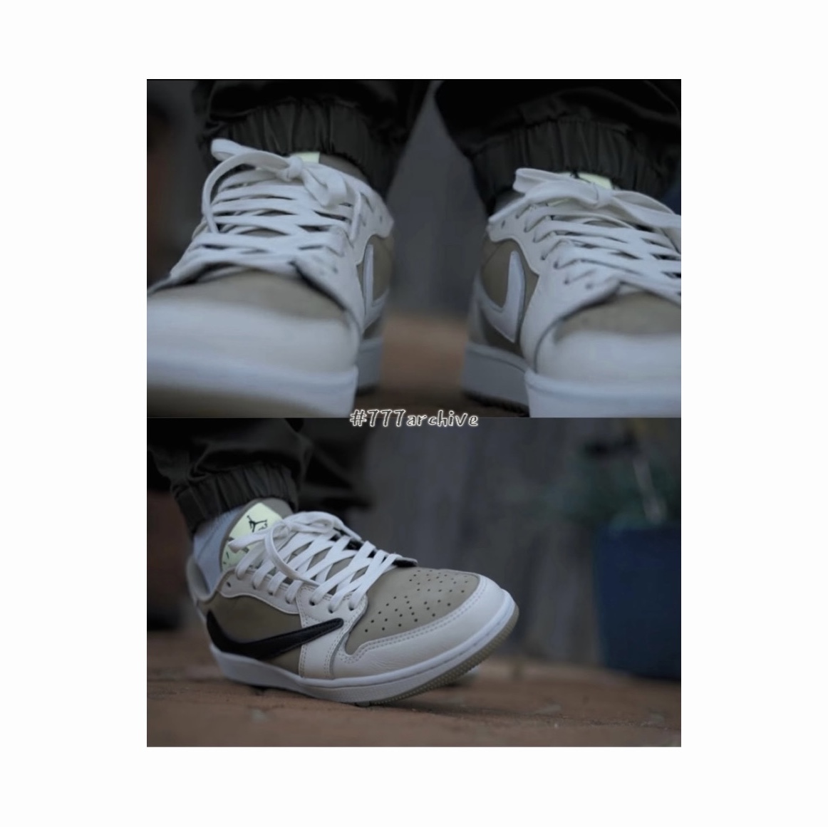 Jordan 1 x Travis Scott Retro Low Golf NRG Neutral Olive 착용 스타일 - 5