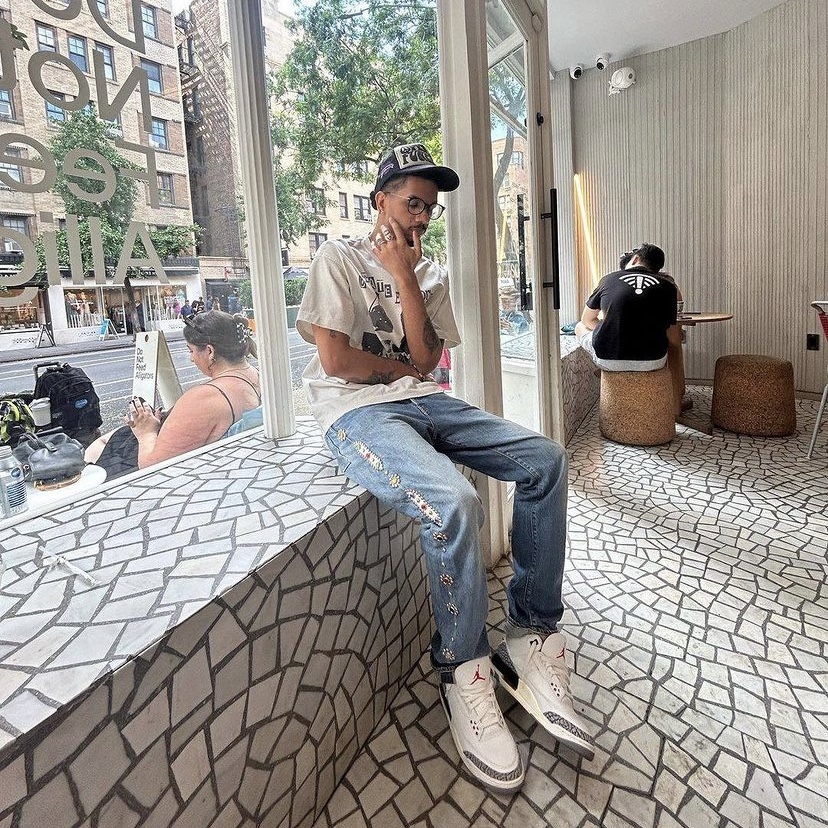 Kapital 12.5 oz. Denim Mexican Tuxedo 5P Okagilly Pants Indigo, Kapital 14 oz. Denim 5P Bone Embroidery Short Pants Black 착용 스타일 - 3