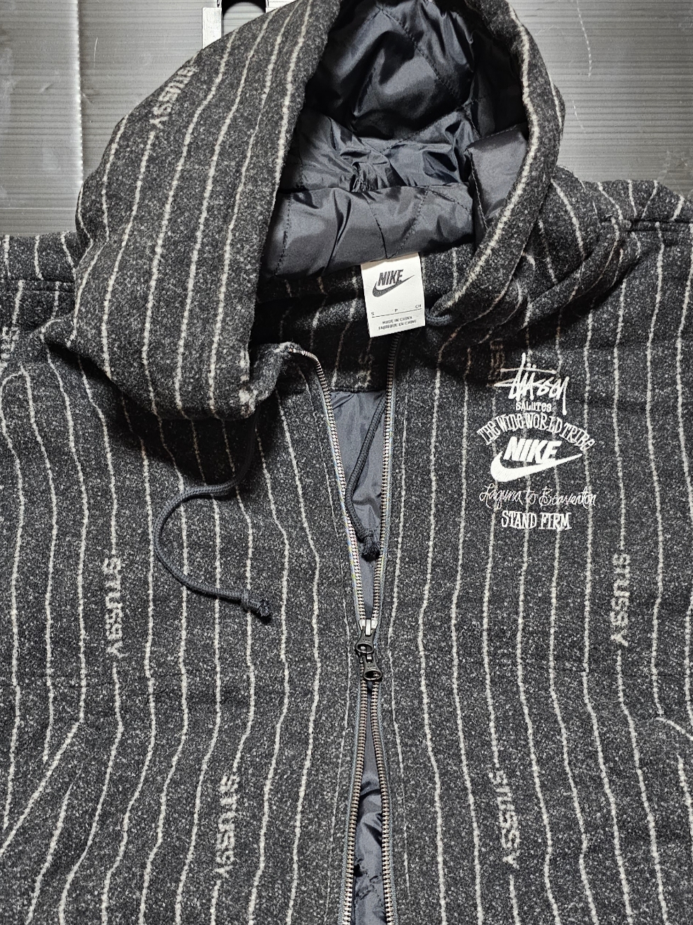 Nike x Stussy NRG Striped Wool Jacket Black (DR4023-010) 착용 스타일 - 1