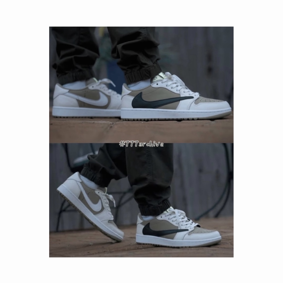 Jordan 1 x Travis Scott Retro Low Golf NRG Neutral Olive 착용 스타일 - 3