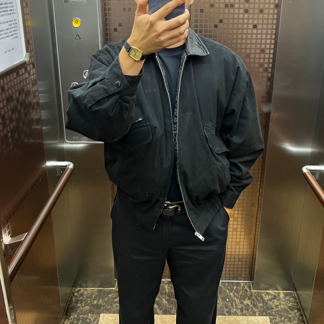 Supreme Leather Collar Utility Jacket黒M Supreme Leather Collar Utility Jacket (FW23) - $238
