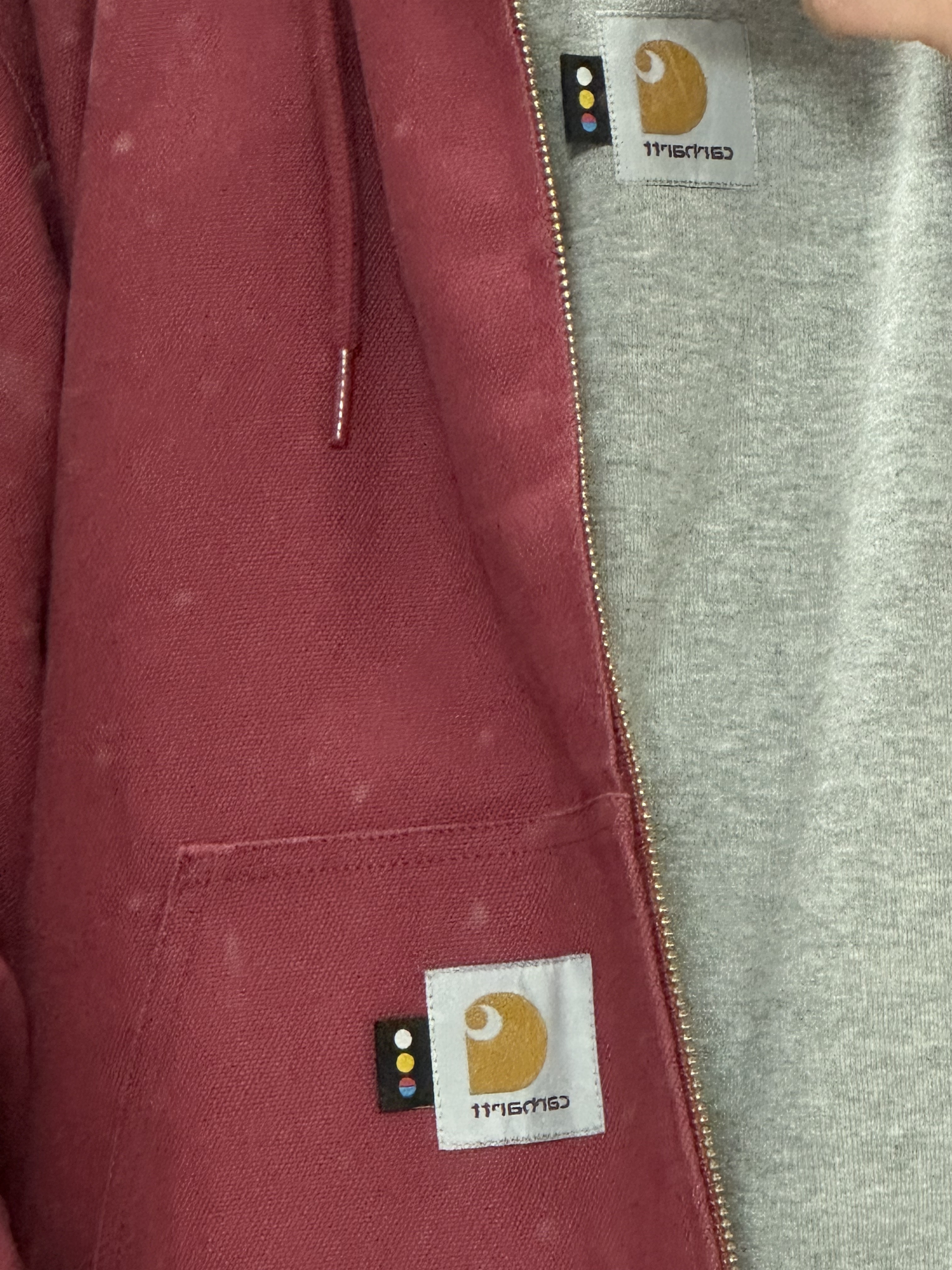 Carhartt WIP x IAB Studio OG Active Jacket Earth Red, Carhartt WIP x IAB Studio Pocket Sweatshirt Grey Heather 착용 스타일