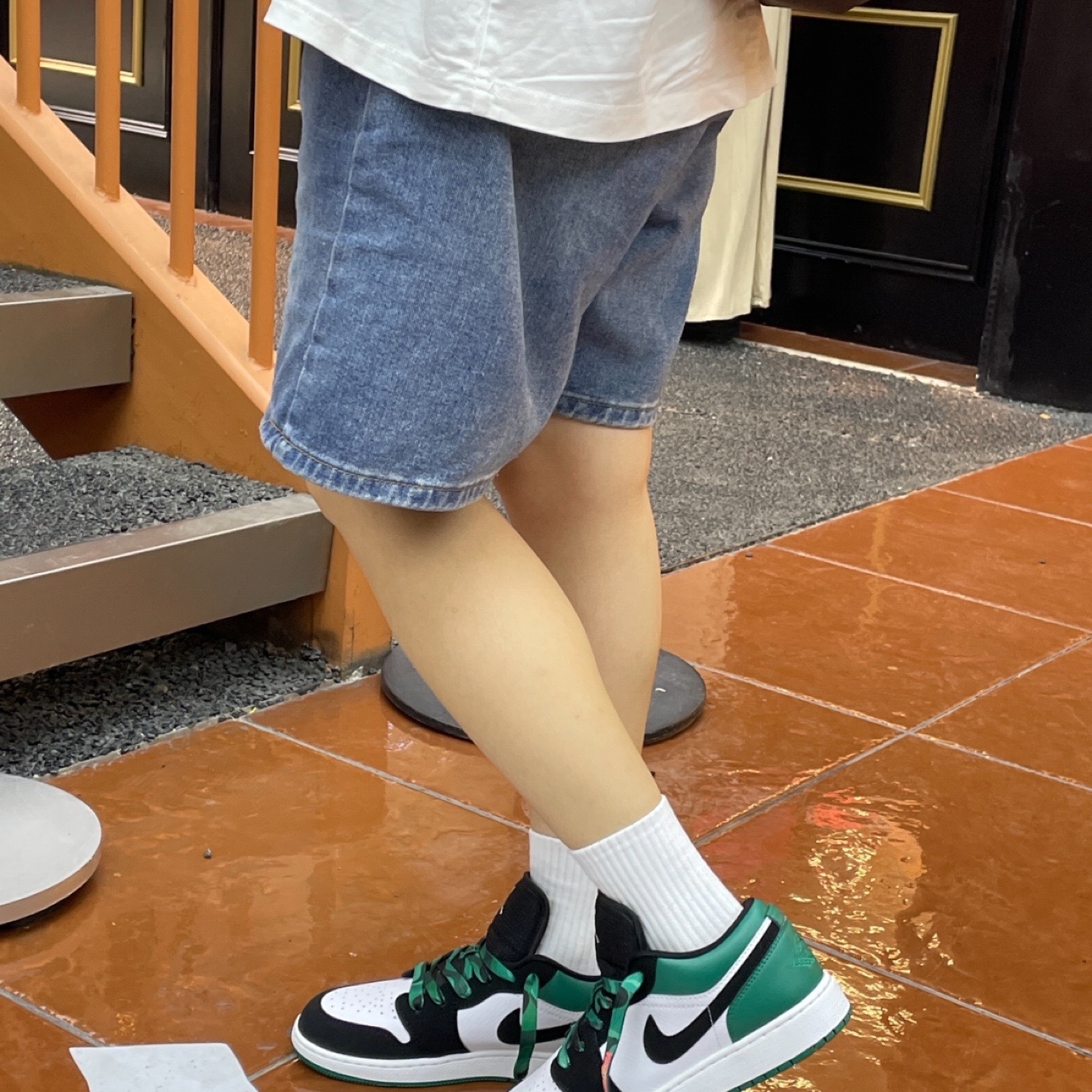 (GS) Jordan 1 Low Black Mystic Green 착용 스타일 - 2
