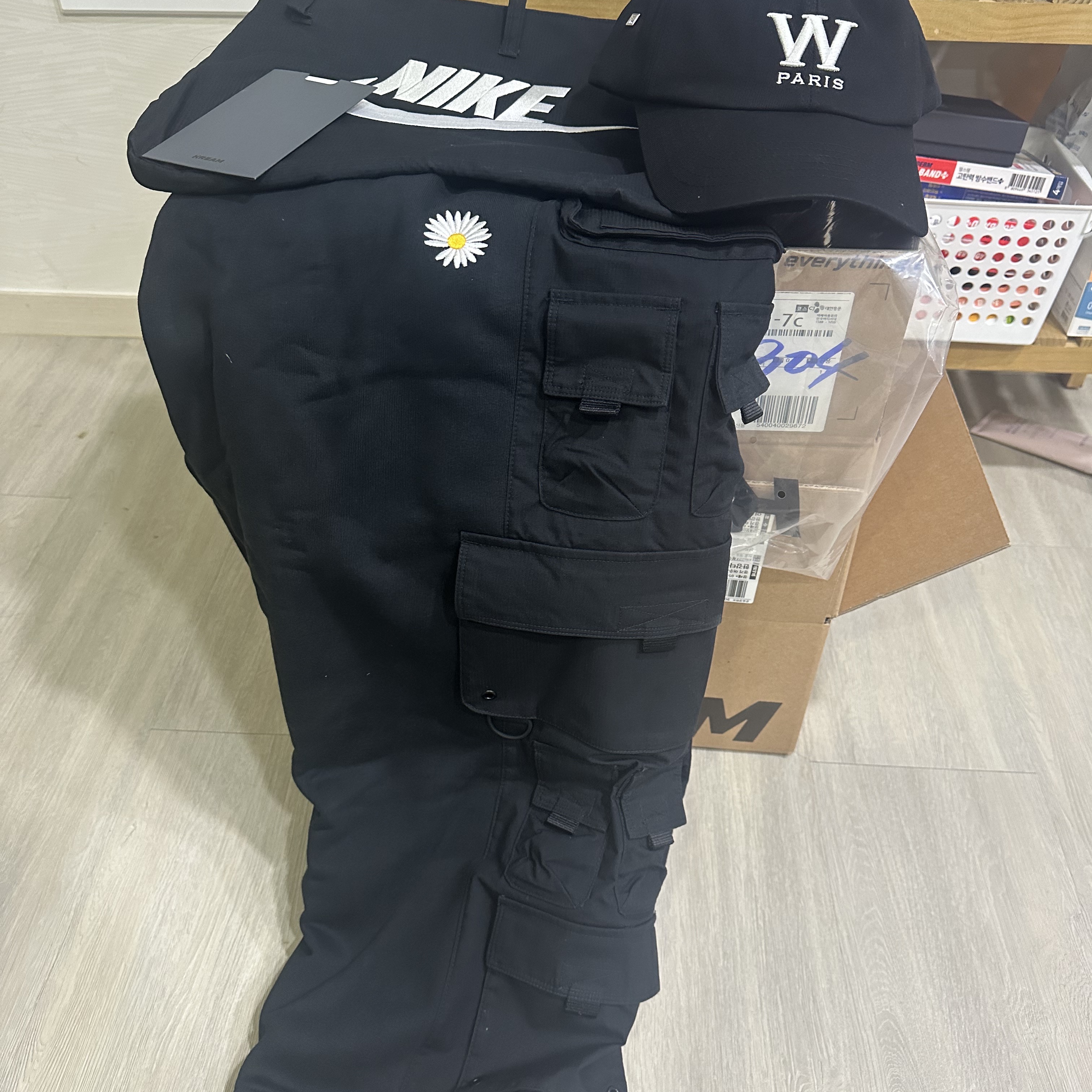 Nike x Peaceminusone Wide Pants Black (DR0096-010), Wooyoungmi W Patch Ball Cap Black - 23SS 착용 스타일