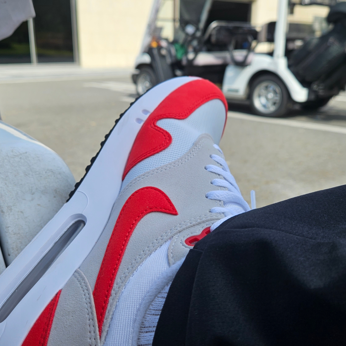 Nike Air Max 1 '86 Original Golf White University Red 착용 스타일 - 4
