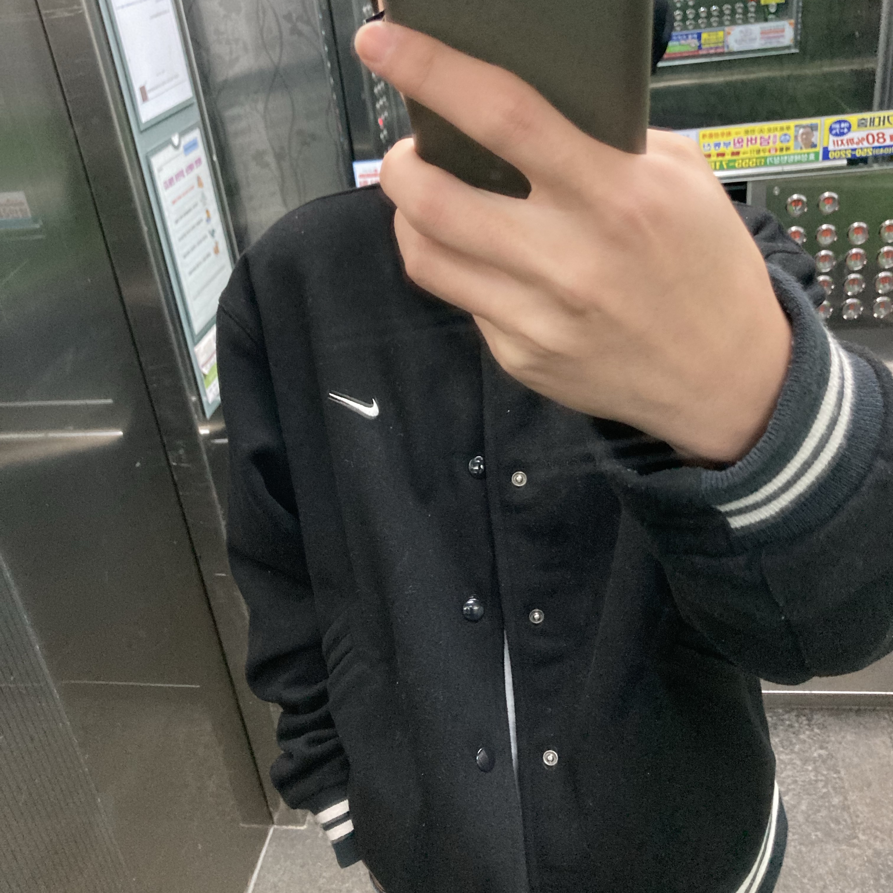 Nike NSW Authentics Varsity Jacket Black - Asia 착용 스타일