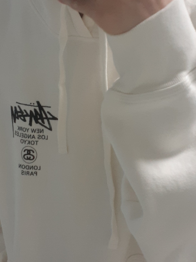 Stussy World Tour Hoodie Pigment Dyed Natural 착용 스타일